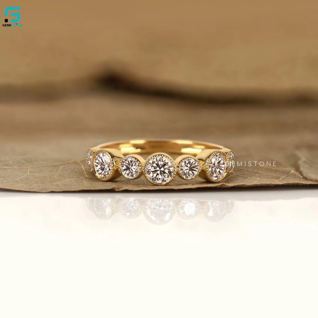 Round Bezel IGI Certified Wedding Band