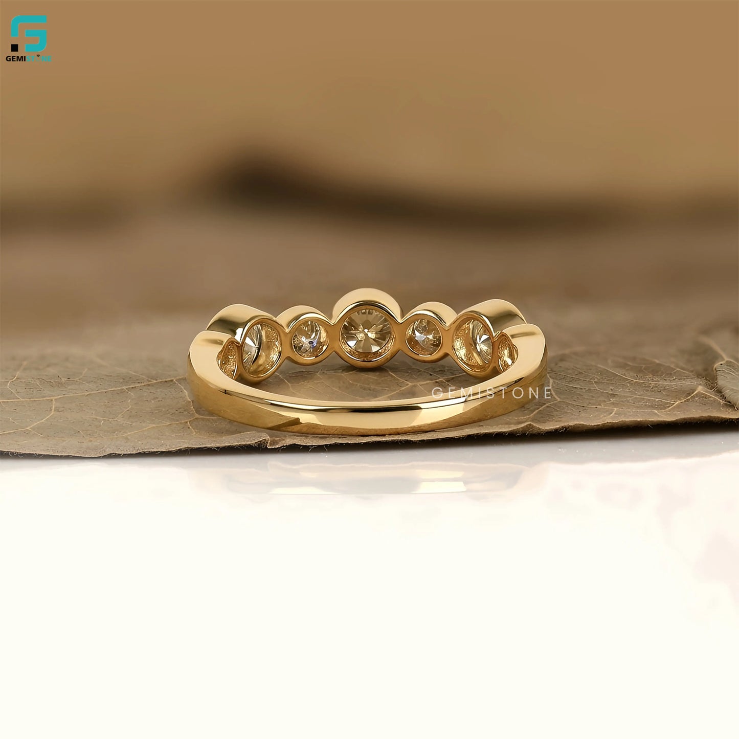 Round Bezel IGI Certified Wedding Band For Women