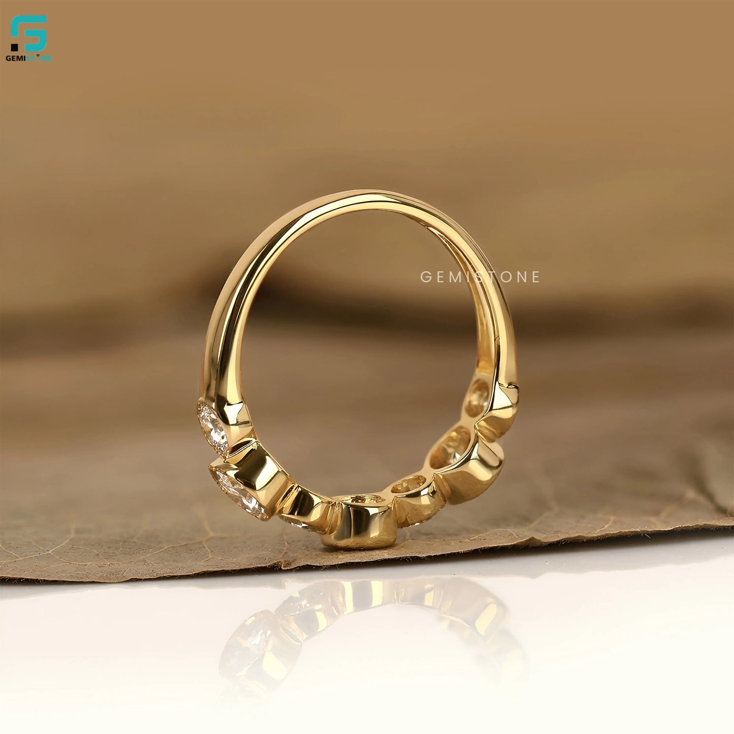 Round Bezel Set IGI Certified Wedding Band For Women