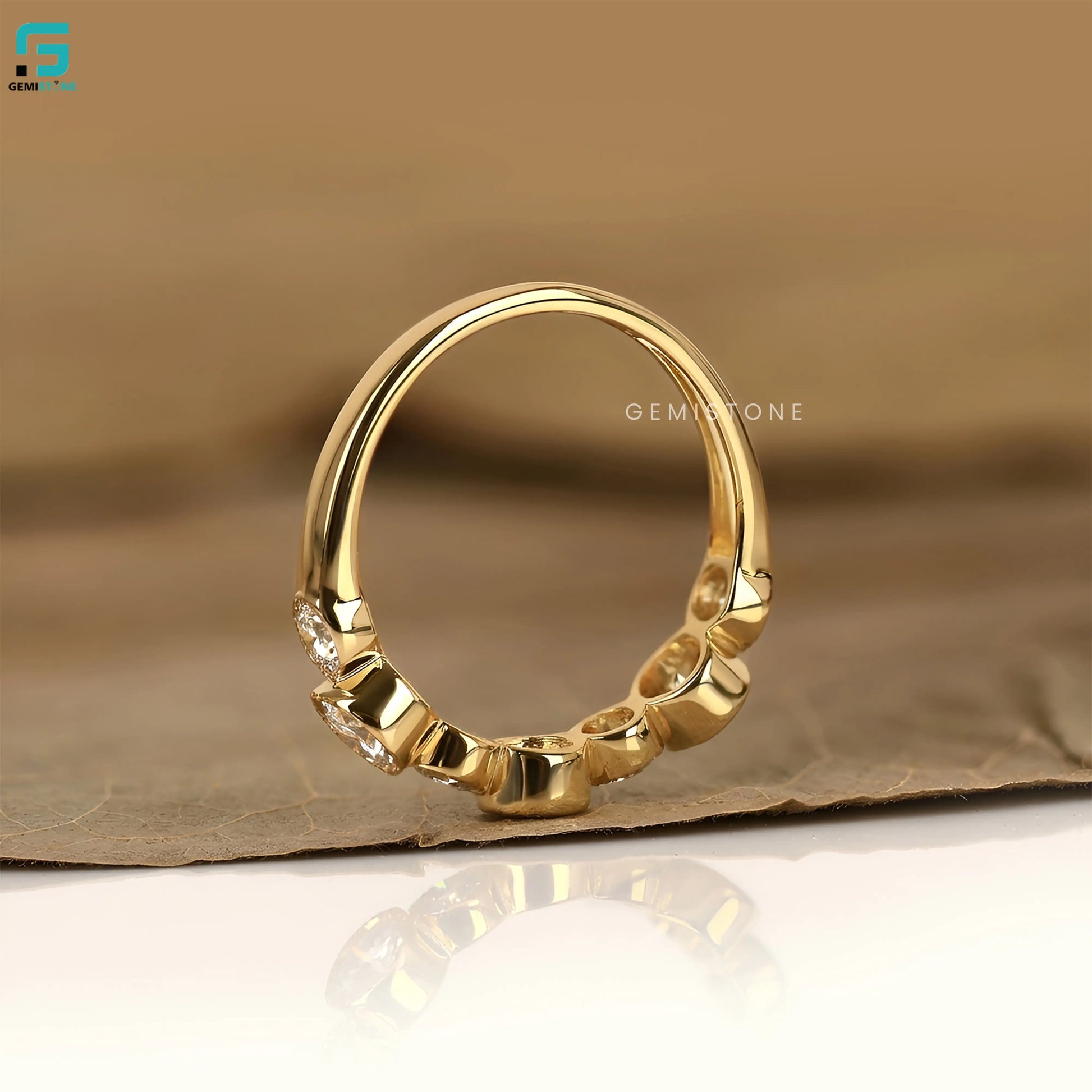 Round Bezel Set IGI Certified Wedding Band For Women
