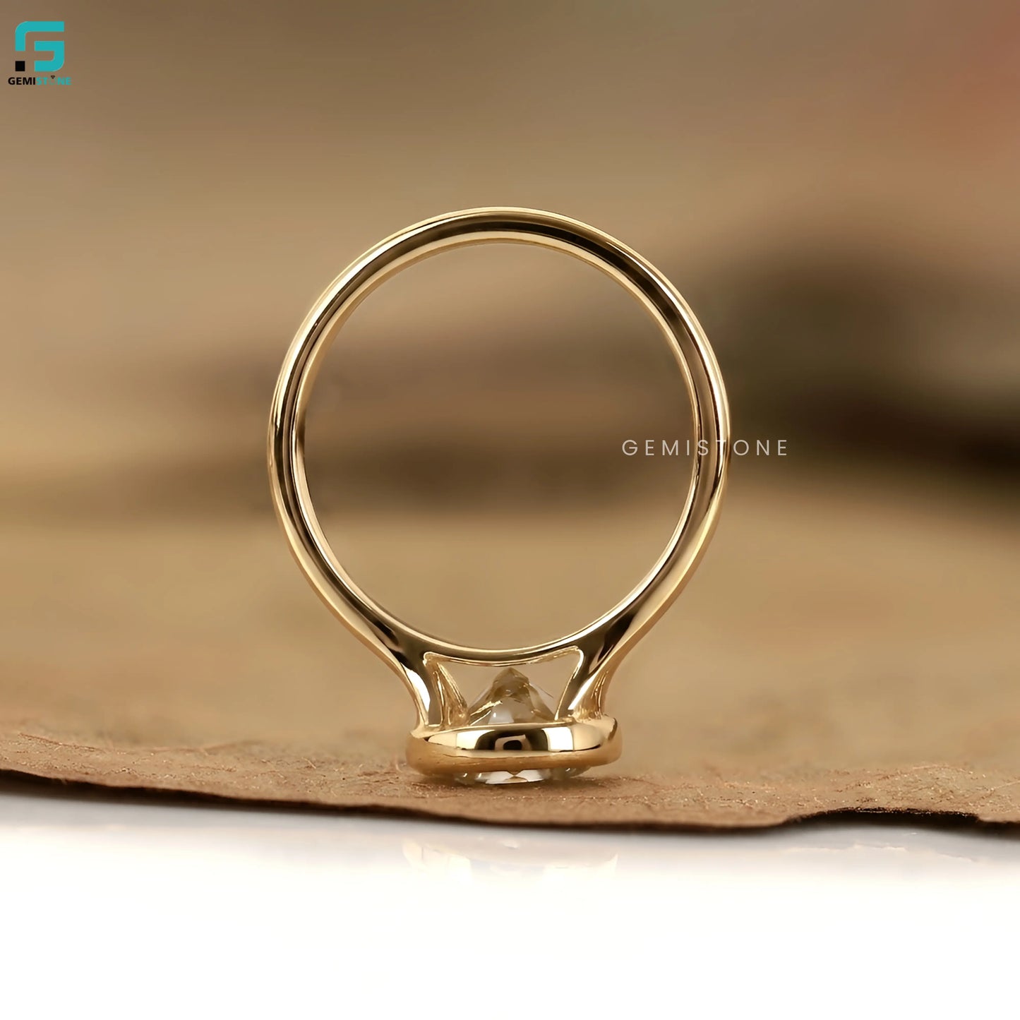 Round Bezel Set Lab Grown Diamond Solitaire Ring