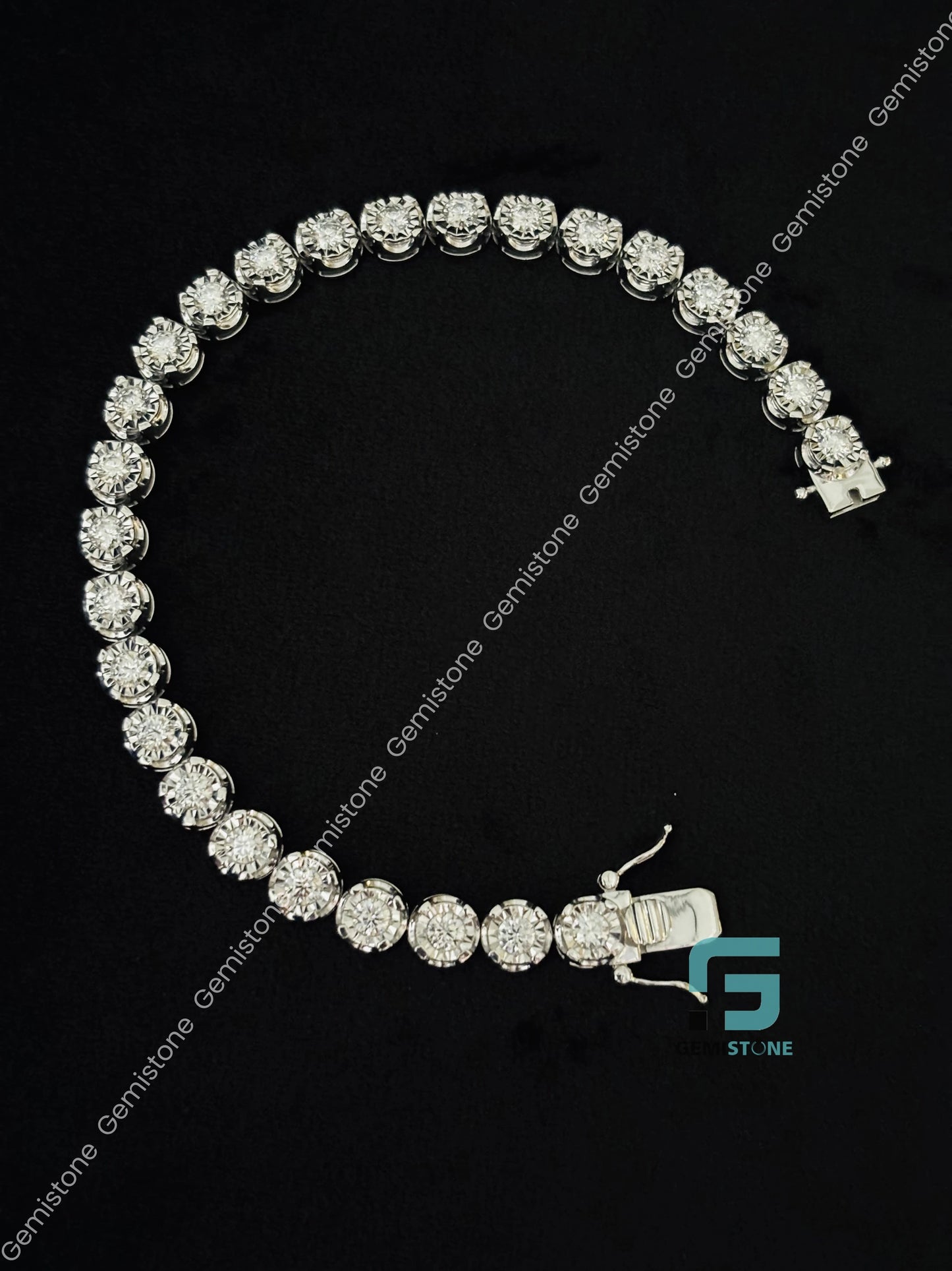 Round Bezel Set Moissanite Tennis Bracelet
