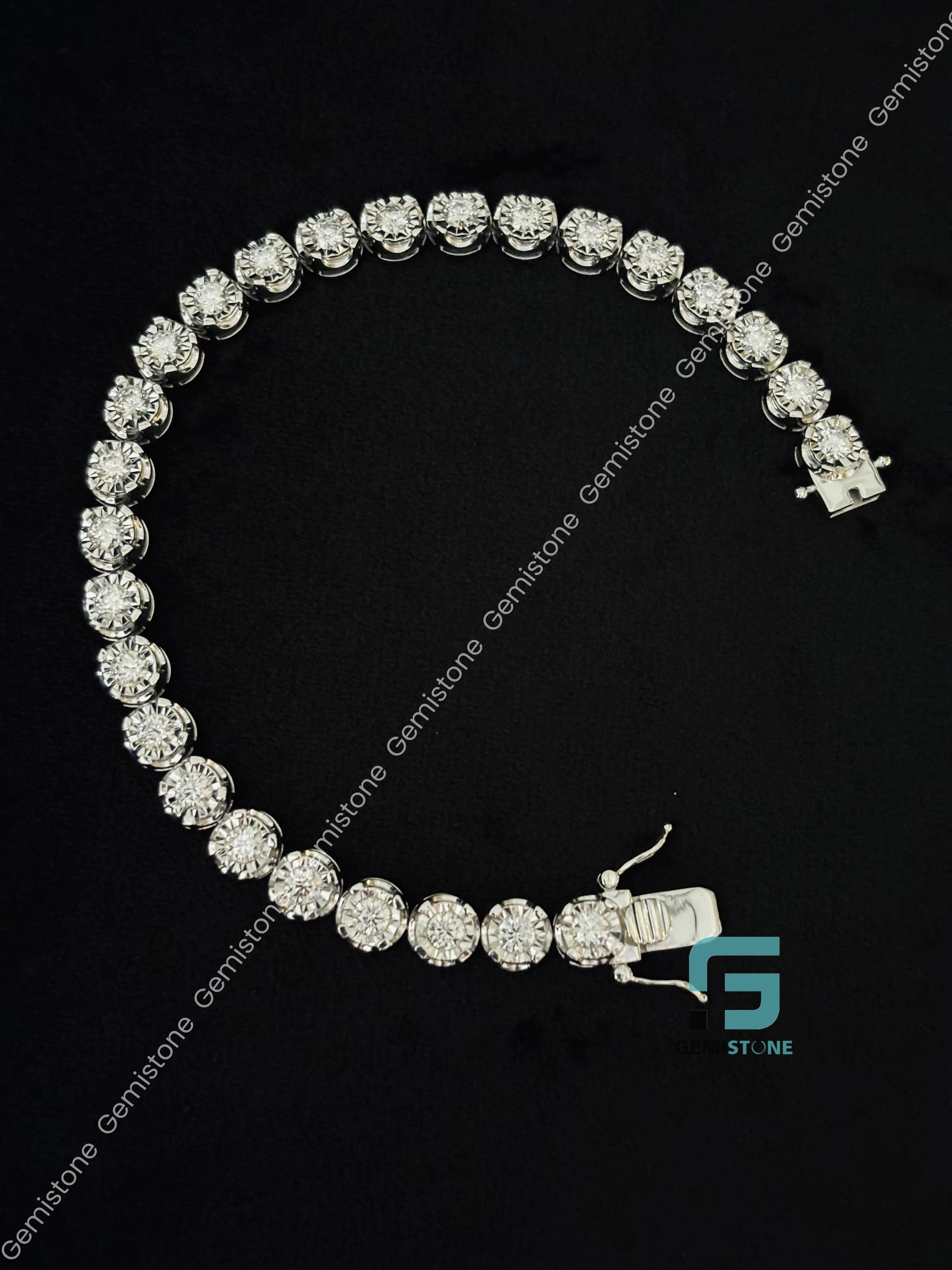 Round Bezel Set Moissanite Tennis Bracelet