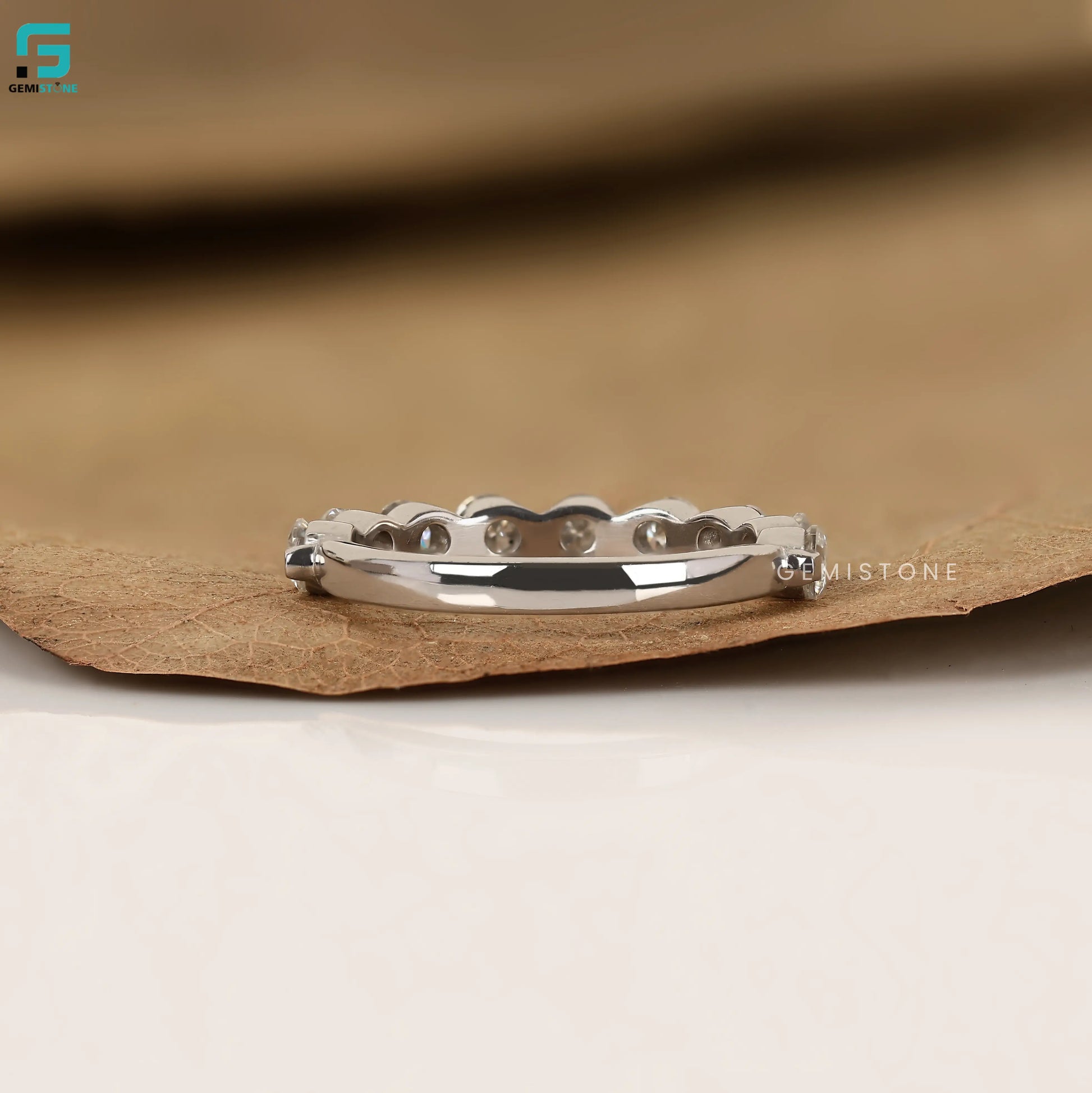 Round Bubble Lab Diamond Band For Women