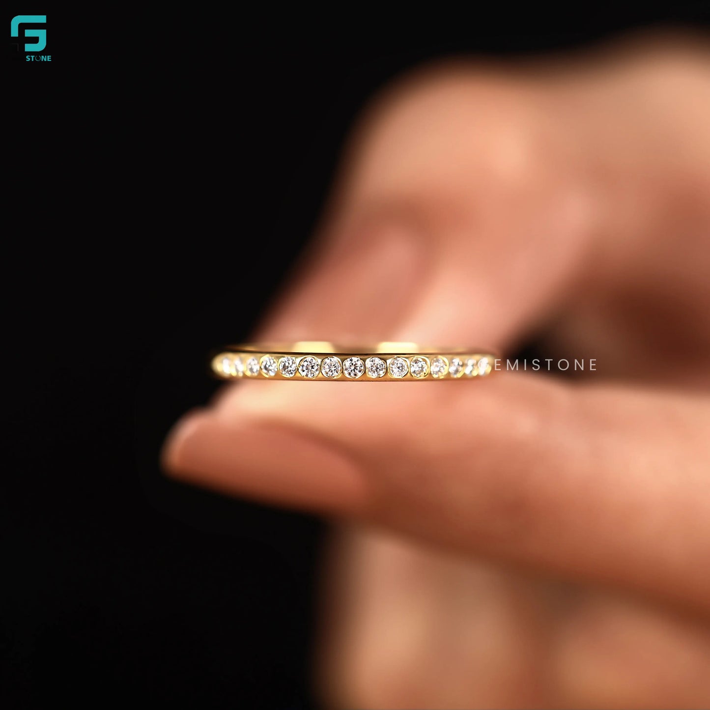 Round Cut Dainty Lab Grown Diamond Minimalist Band 