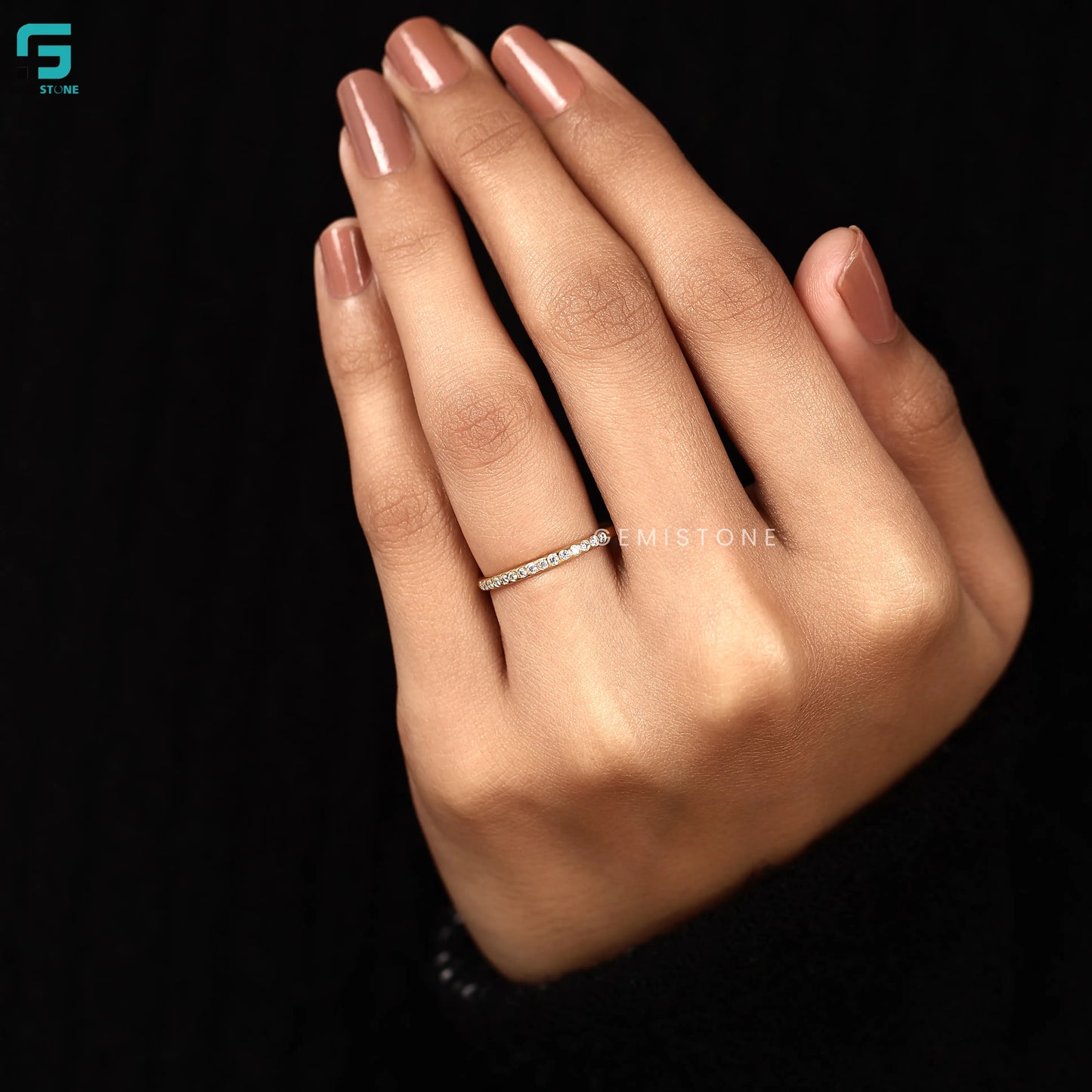 Round Cut Eternity Dainty Lab Diamond Minimalist Band 