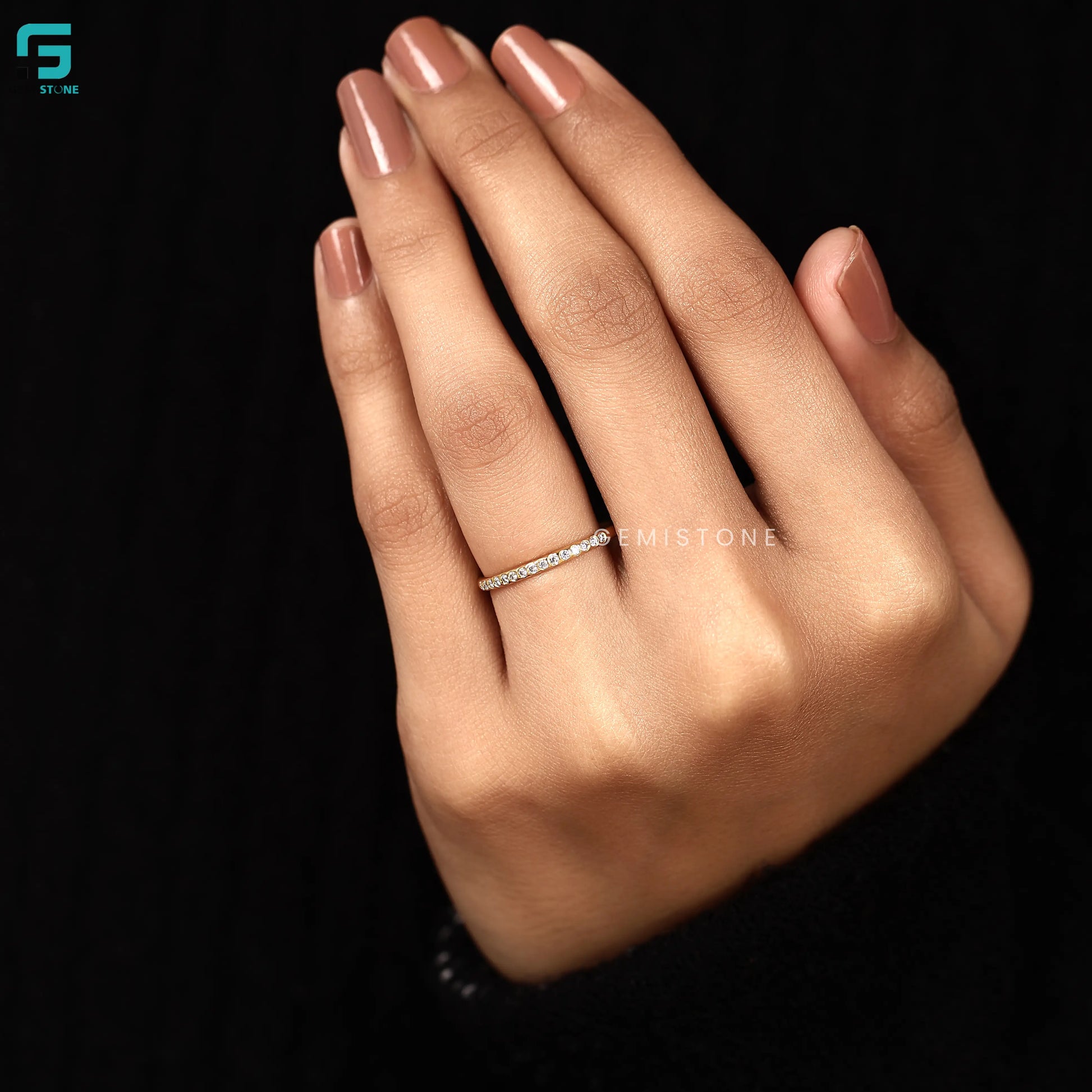 Round Cut Eternity Dainty Lab Diamond Minimalist Band 