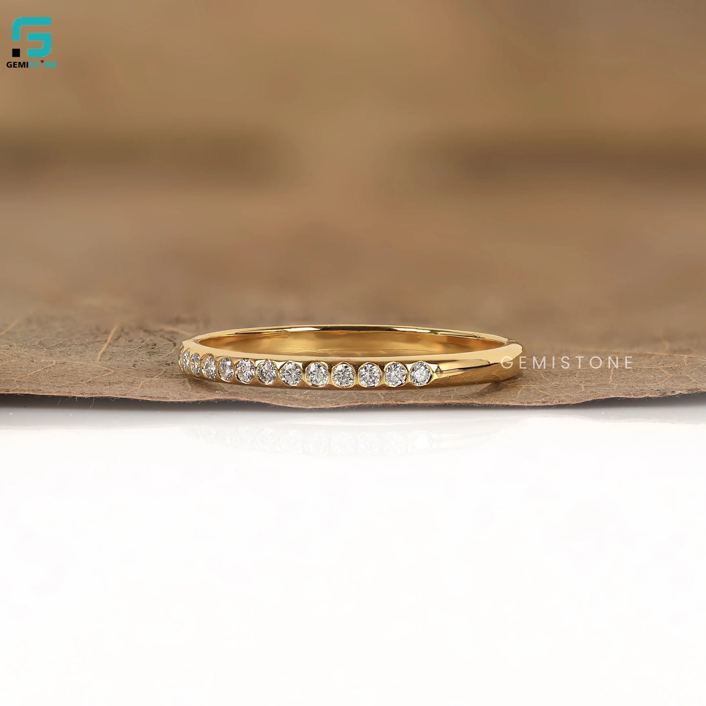 Round Cut Full Eternity Dainty Lab Diamond Minimalist Band