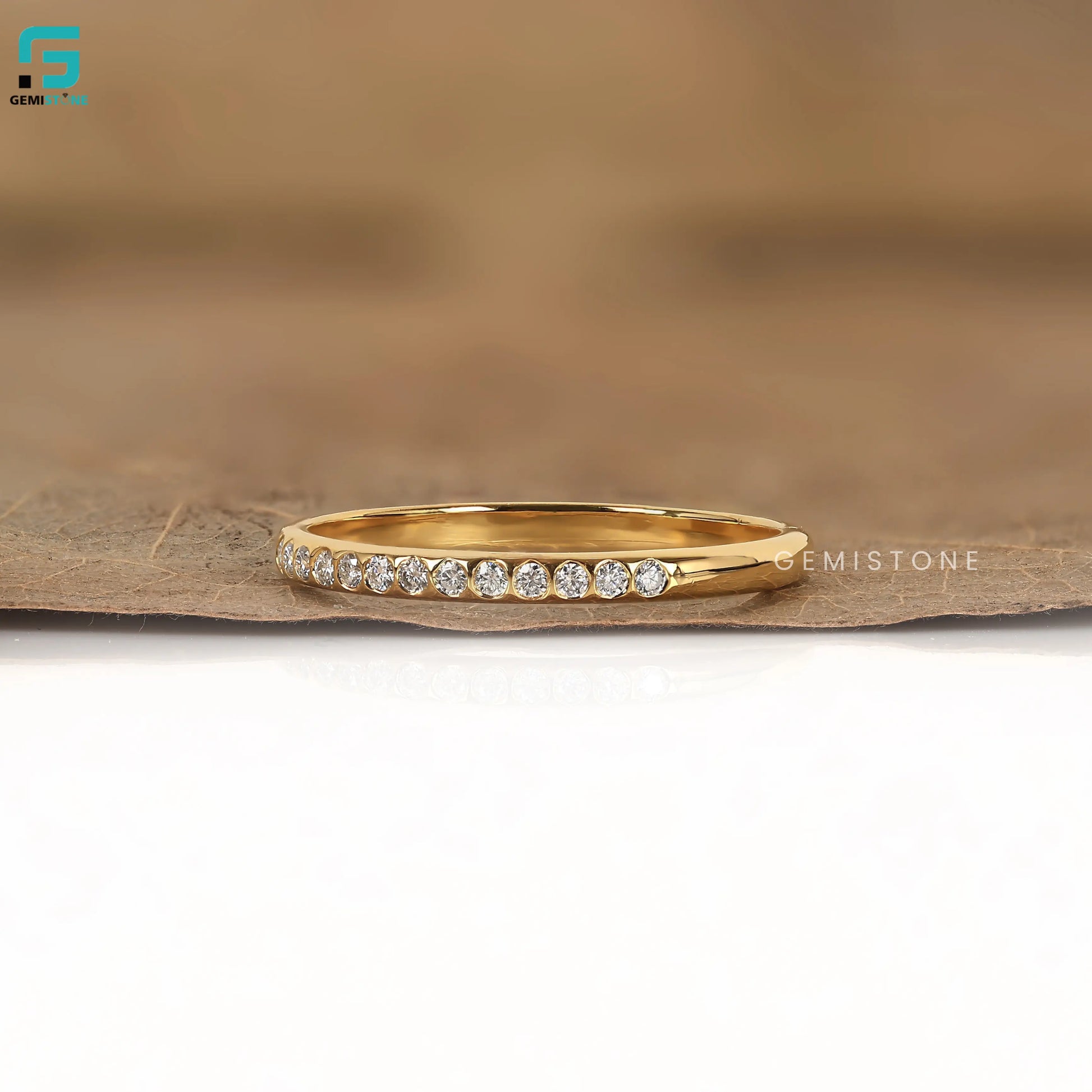Round Cut Full Eternity Dainty Lab Diamond Minimalist Band