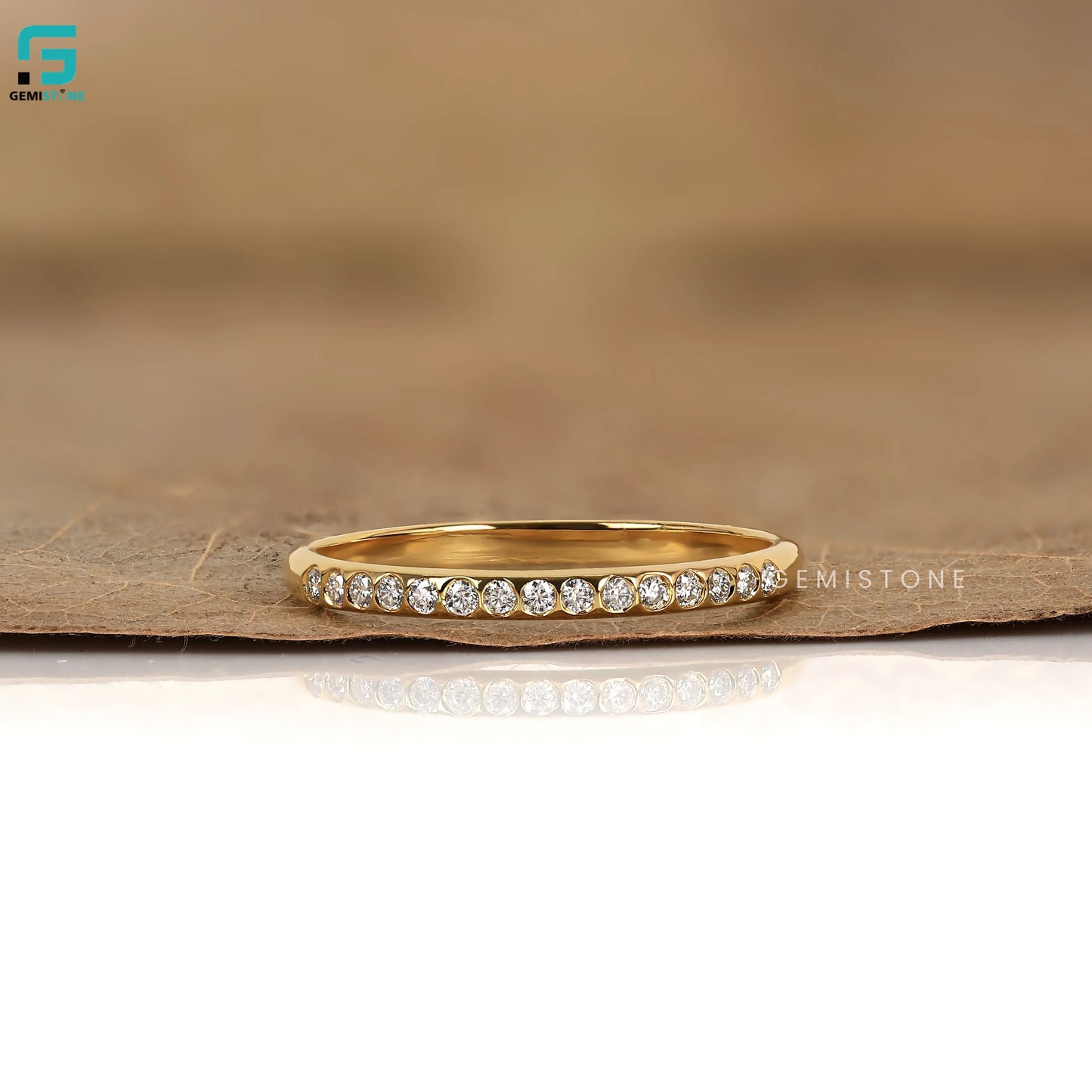 Round Cut Full Eternity Dainty Lab Diamond Minimalist Band For Women