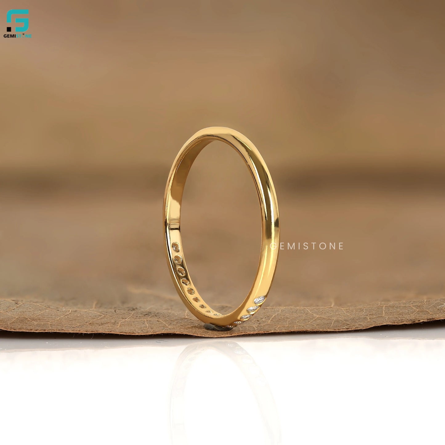 Round Cut Full Eternity Dainty Lab Grown Diamond Minimalist Band