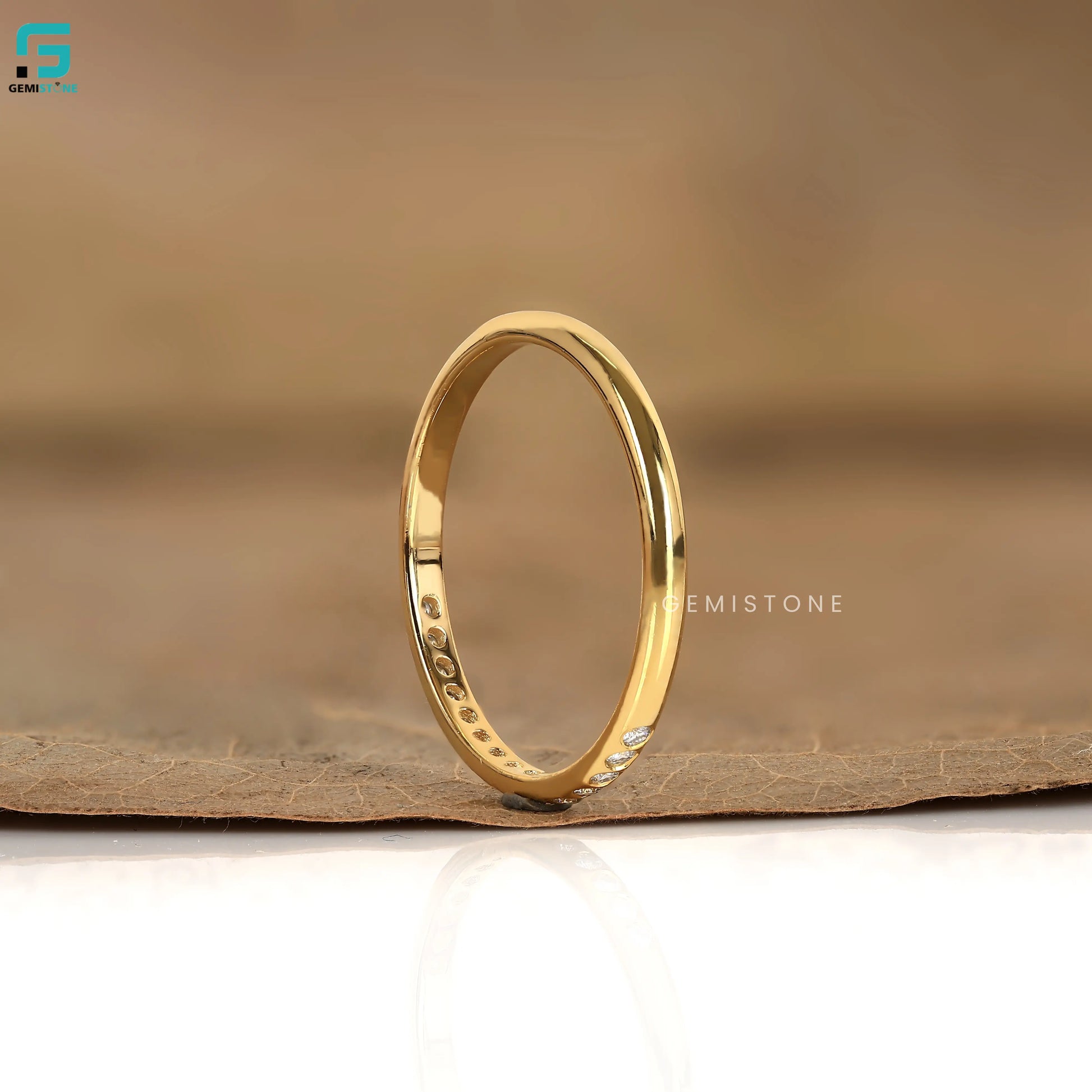 Round Cut Full Eternity Dainty Lab Grown Diamond Minimalist Band
