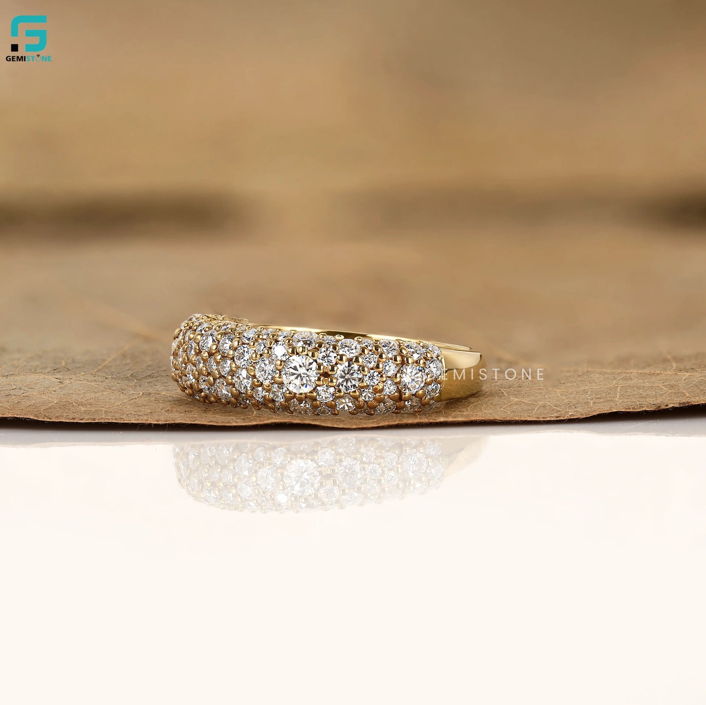 Round Cut Lab Diamond Chunky Diamond Wedding Band For Women