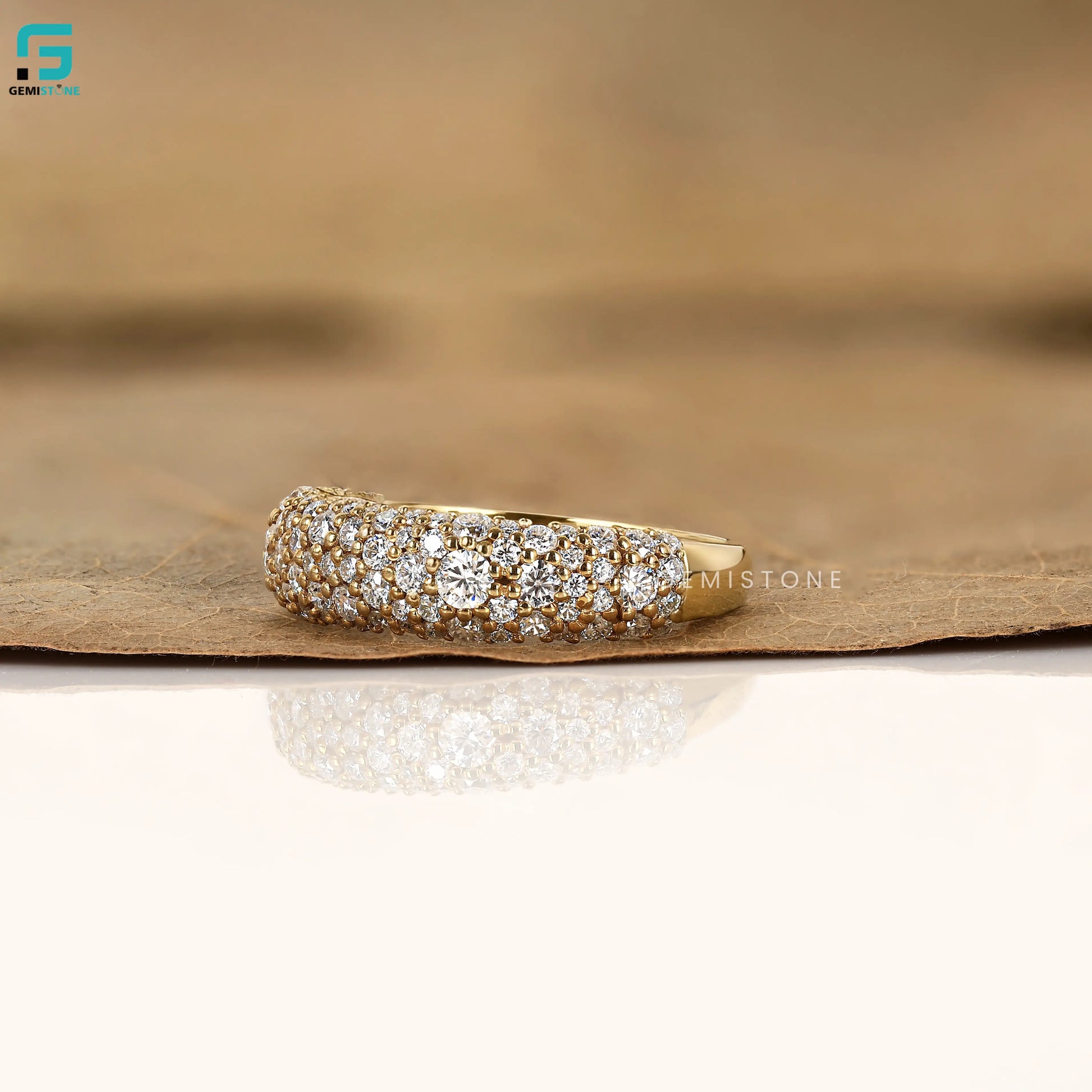 Round Cut Lab Diamond Chunky Diamond Wedding Band For Women