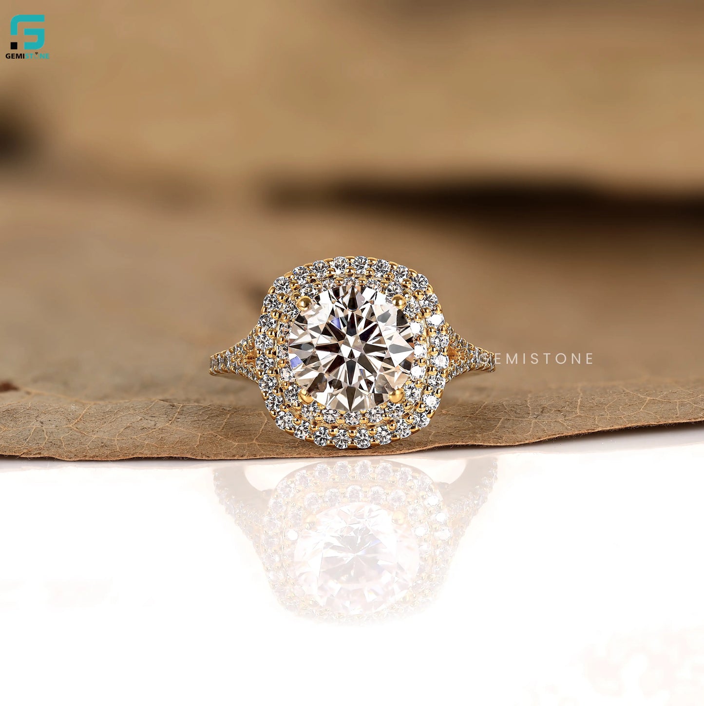 Round Cut Lab Diamond Split Shank Ring