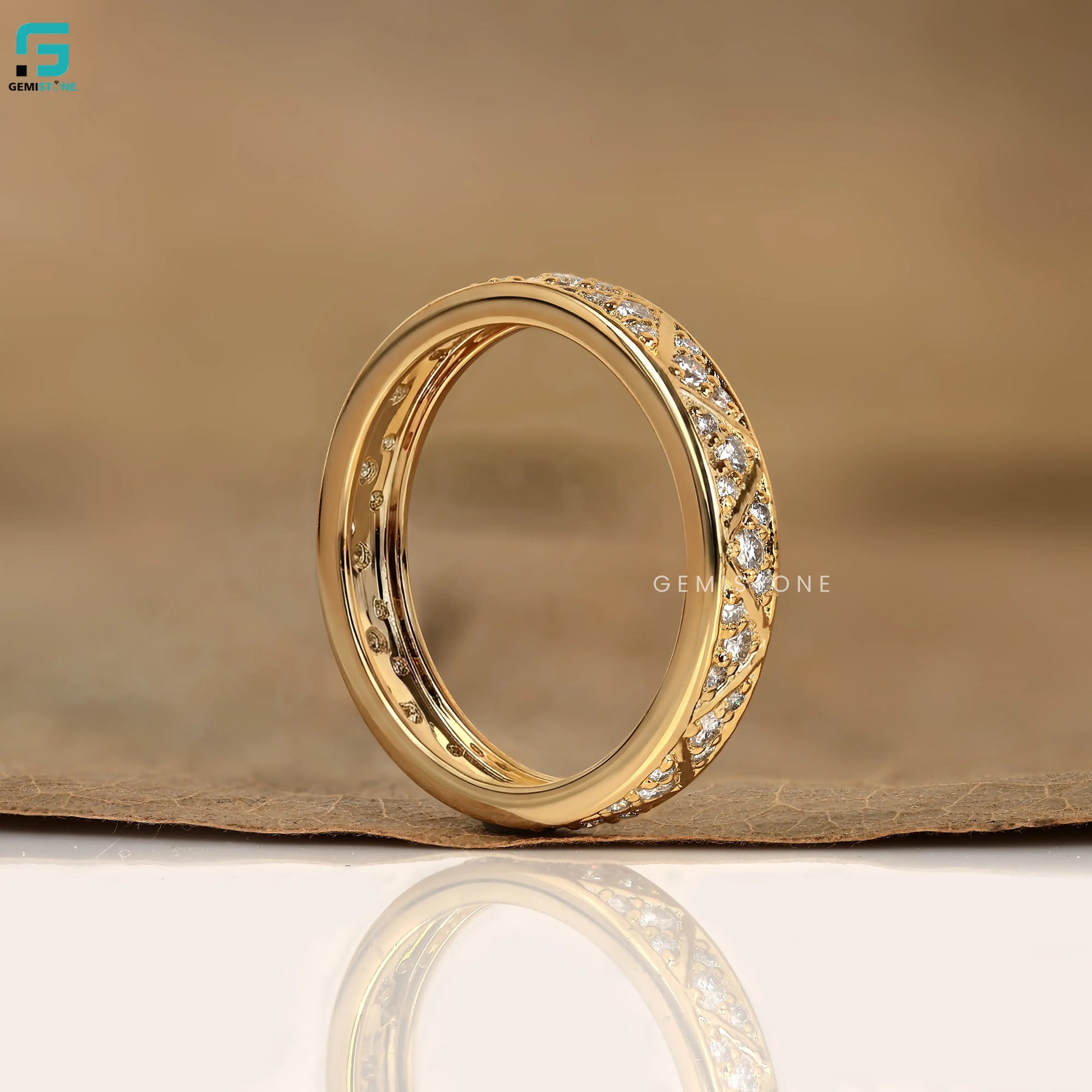 Round Cut Lab Diamond Triangle Pave Eternity Band 