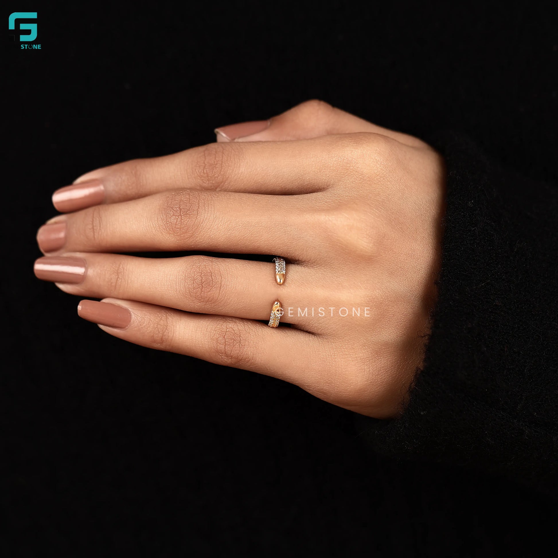 Round Cut Open Cuff Lab Grown Diamond Wedding Band For Women