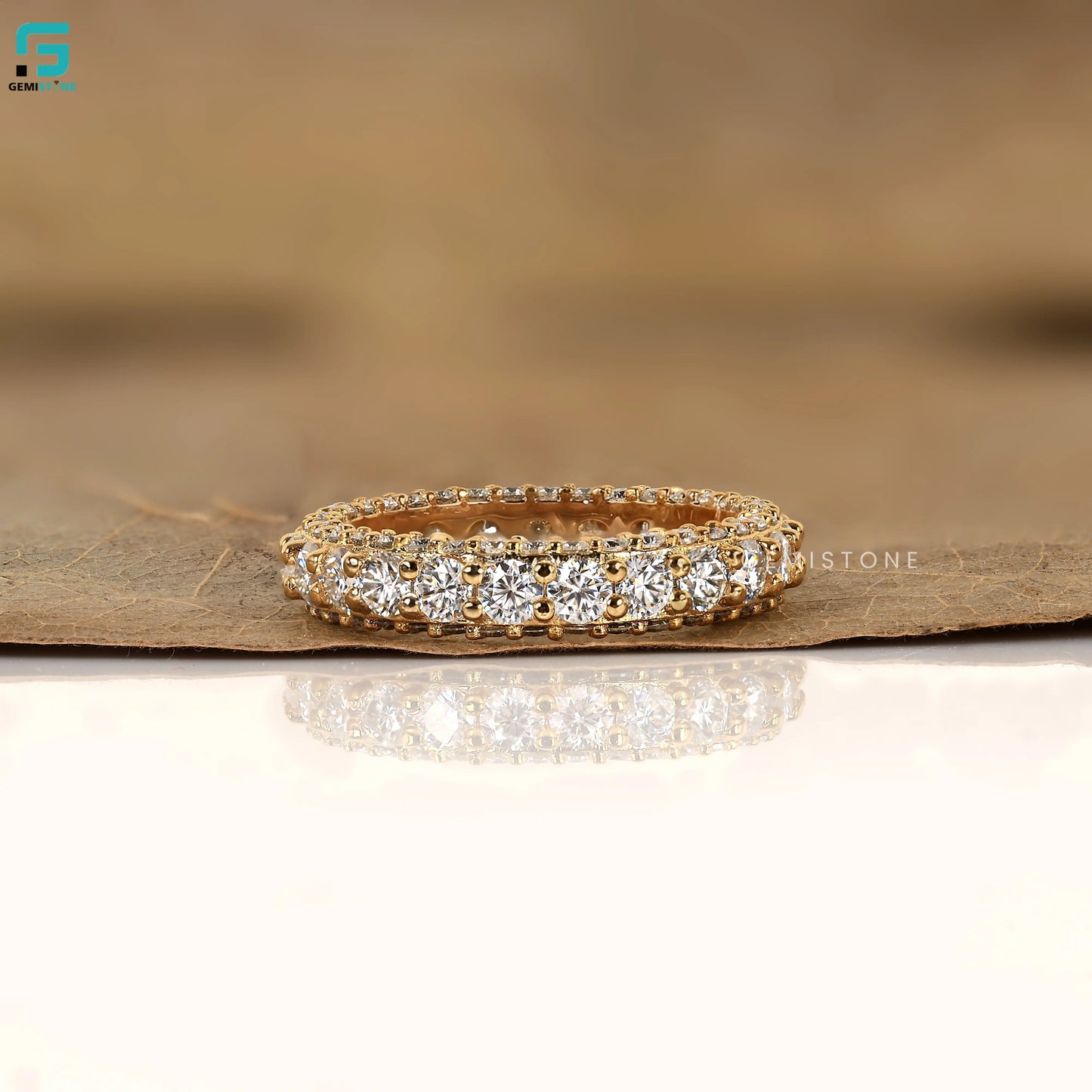 Round Cut Real Lab Grown Diamond Full Eternity Ring 