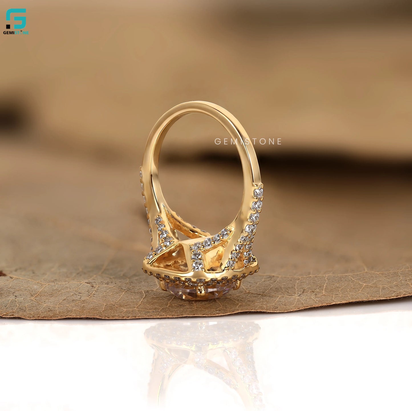 Round Cut Split Shank Lab Diamond Ring For Women