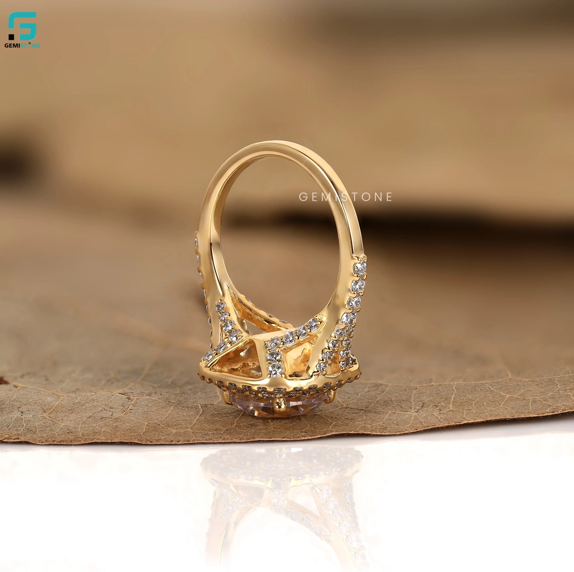 Round Cut Split Shank Lab Diamond Ring For Women