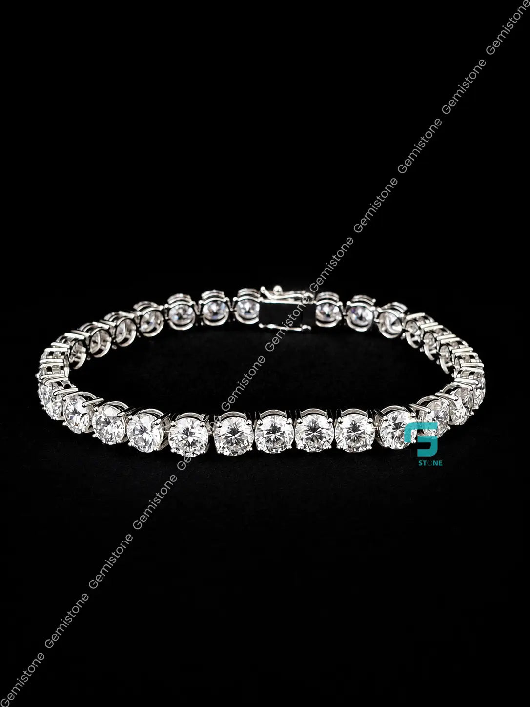 Round Cut Tennis Chain And Bracelete Combo