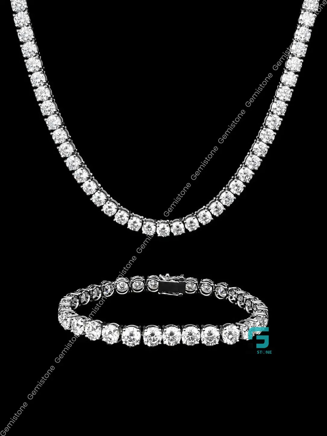 Round Cut Tennis Chain And Bracelete Combo For Unisex