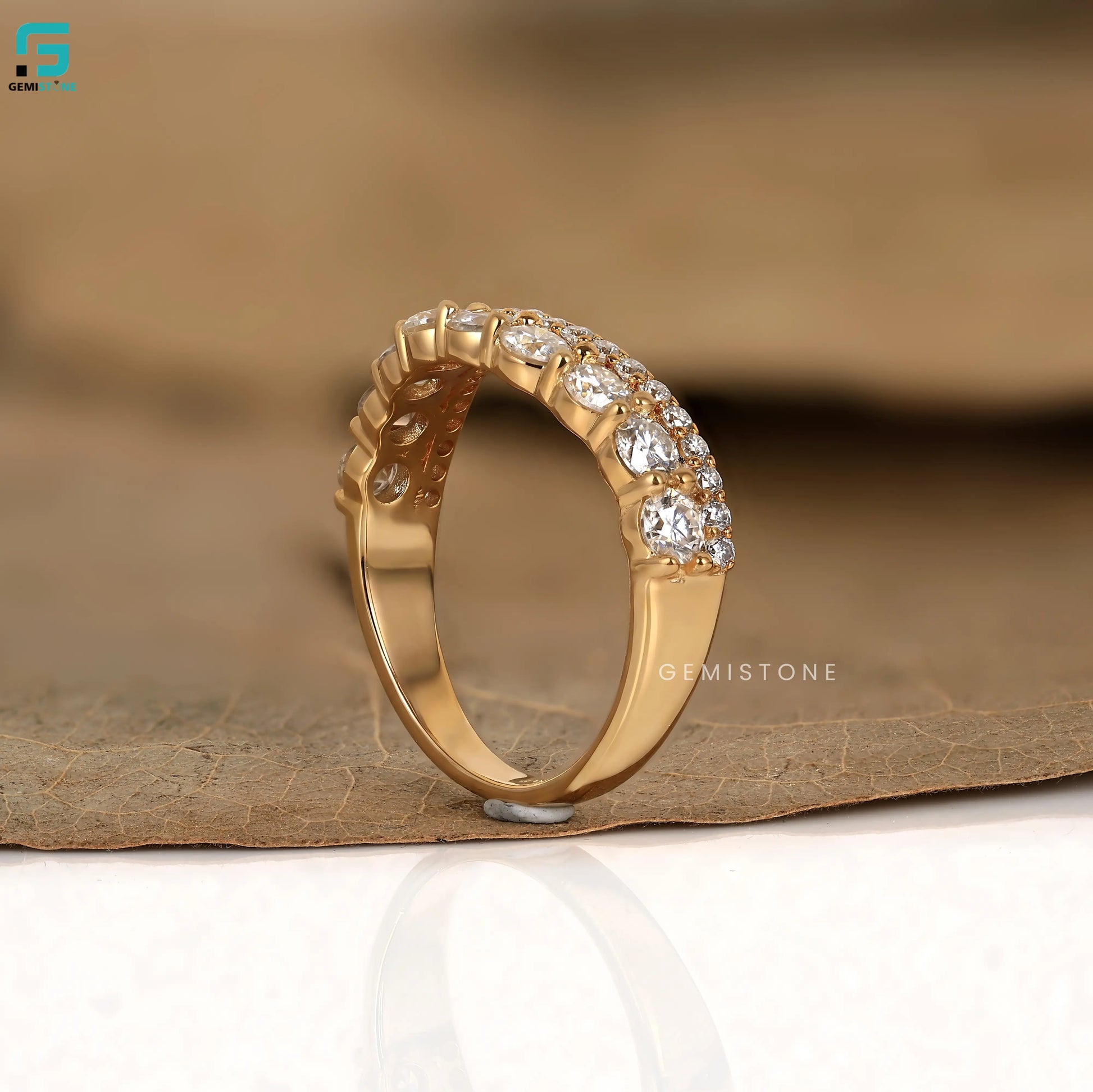 Round Double Row Eternity Stacking Lab Diamond Band For Women
