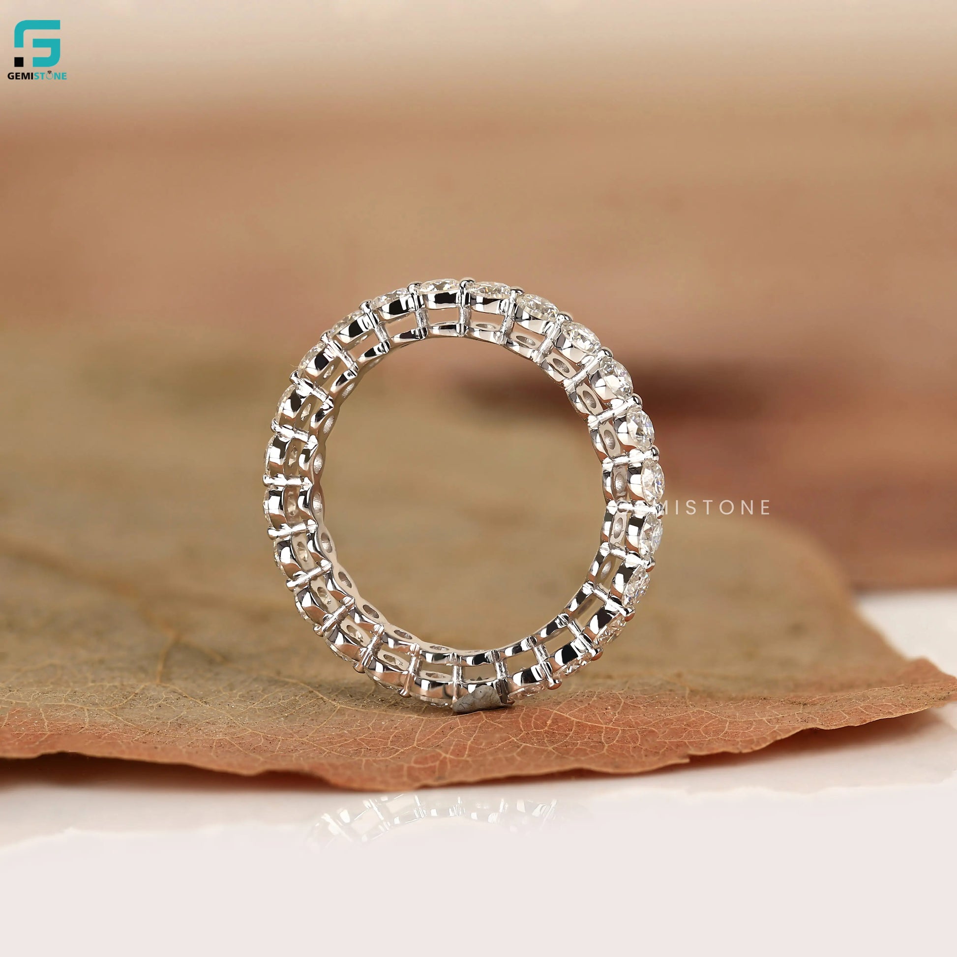 Round Eternity Lab Diamond Stackable Wedding Band For Women