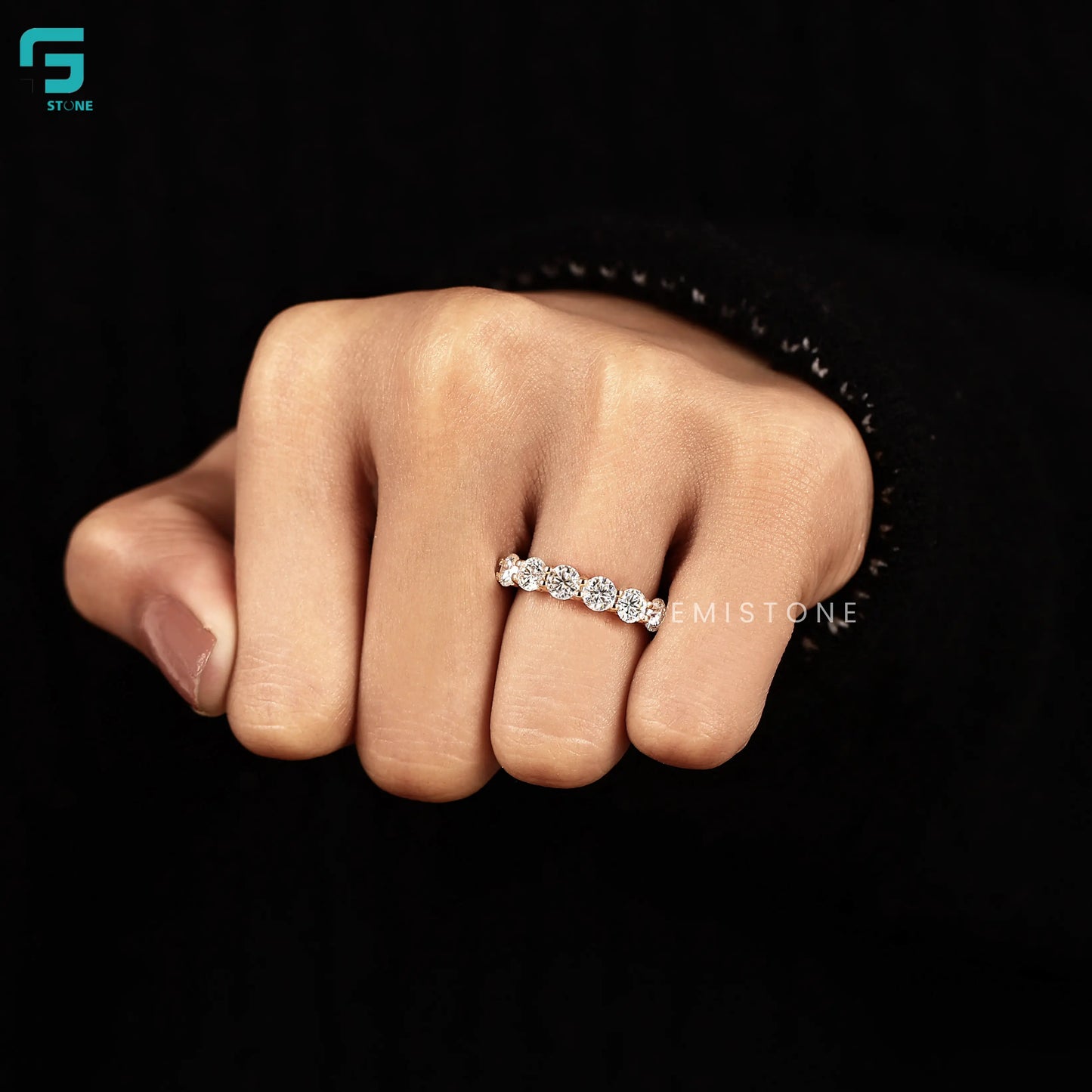 Round Half Eternity Lab Grown Diamond Wedding Band 