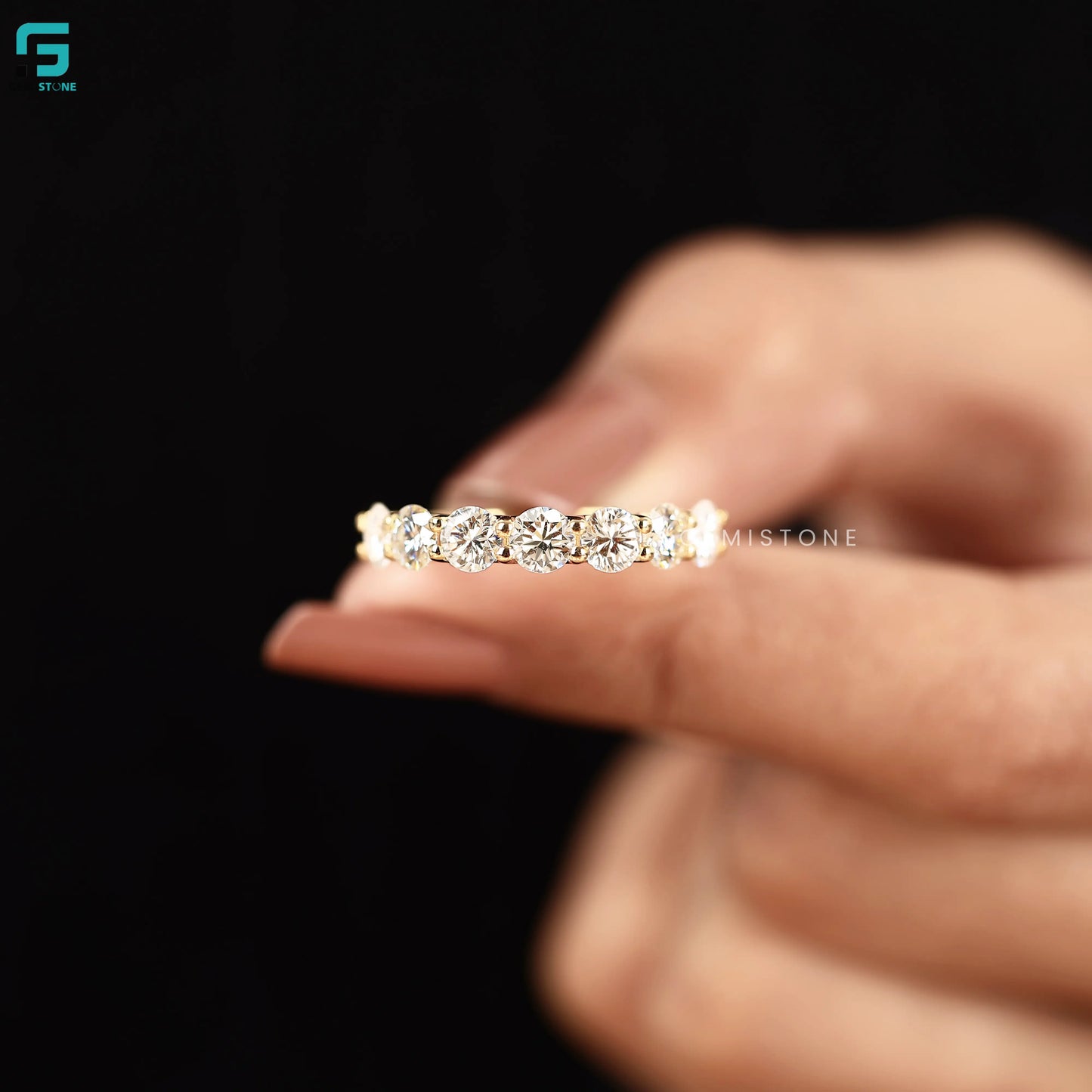 Round Half Eternity Lab Grown Diamond Wedding Band For Women