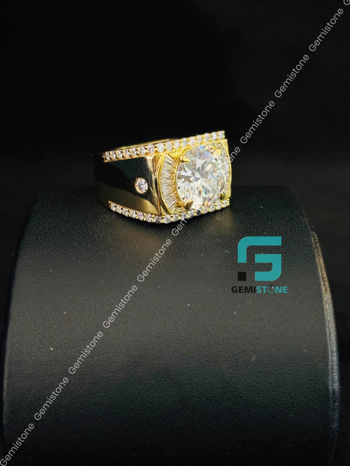 Round Iced Out Moissanite Hip Hop Ring