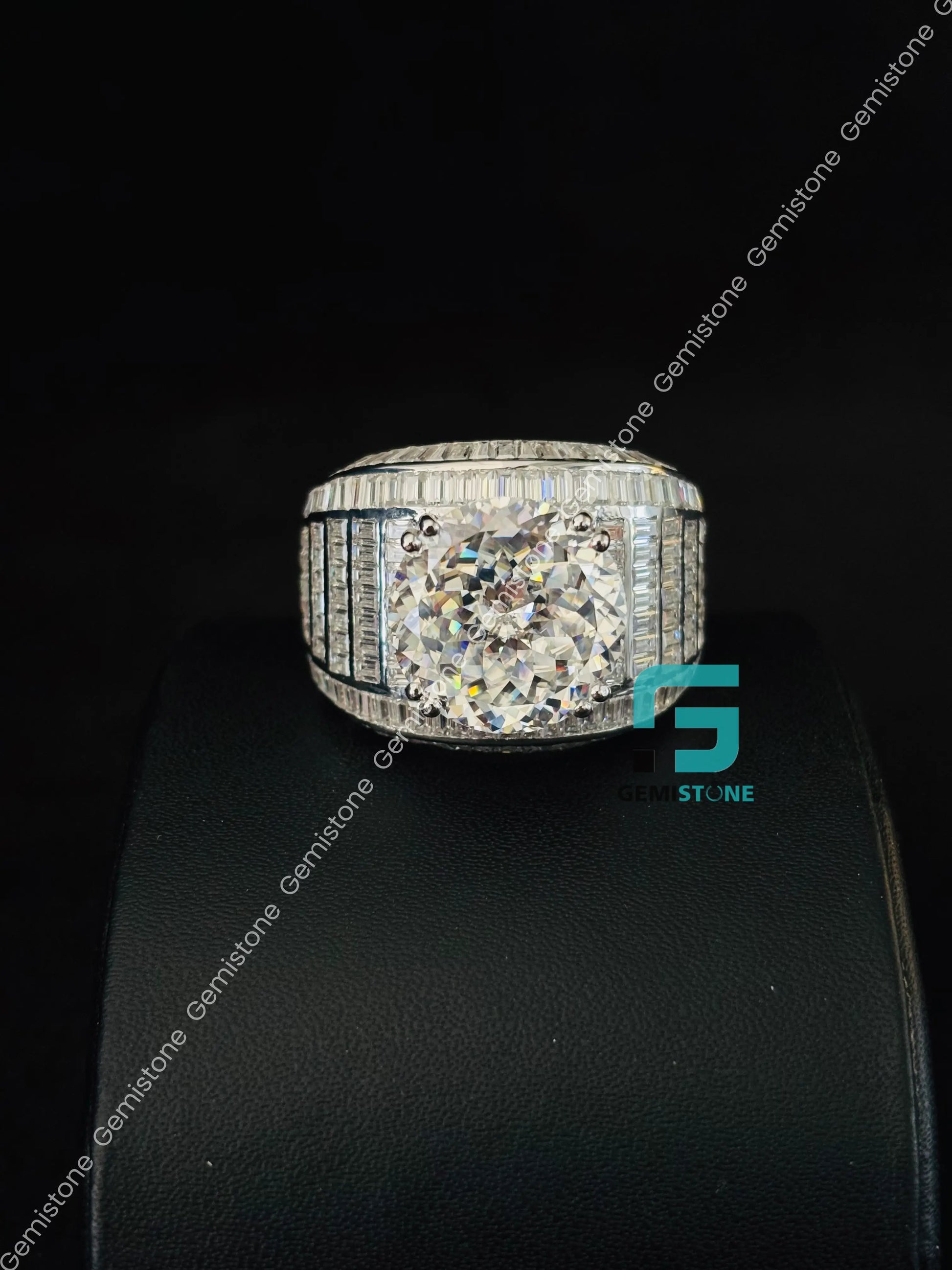 Round Iced Out Moissanite Studded Hip Hop Ring