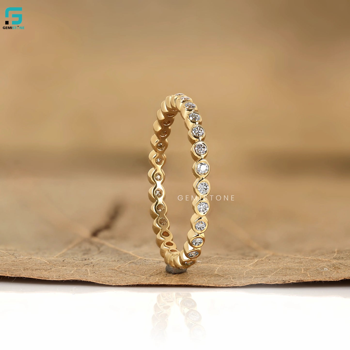 Round Lab Diamond Bezel Set Eternity Band 