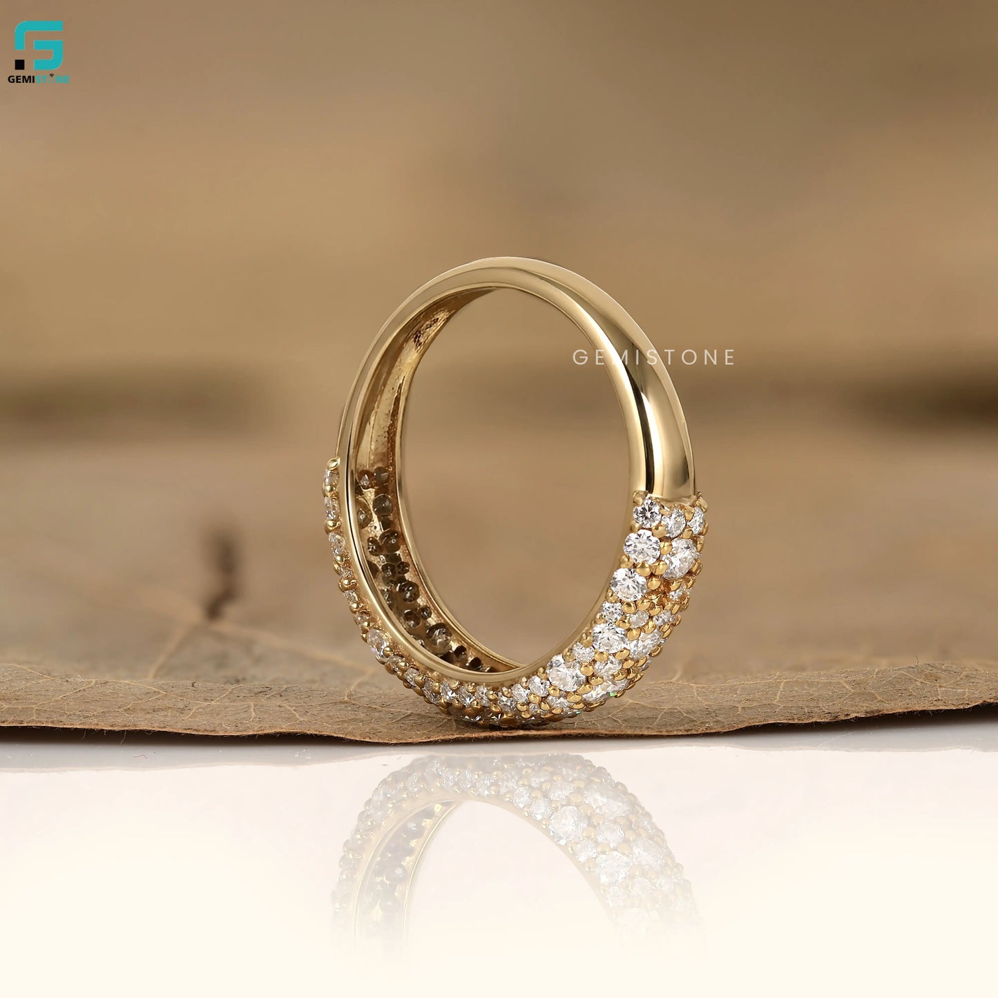 Round Lab Diamond Chunky Diamond Wedding Band For Women