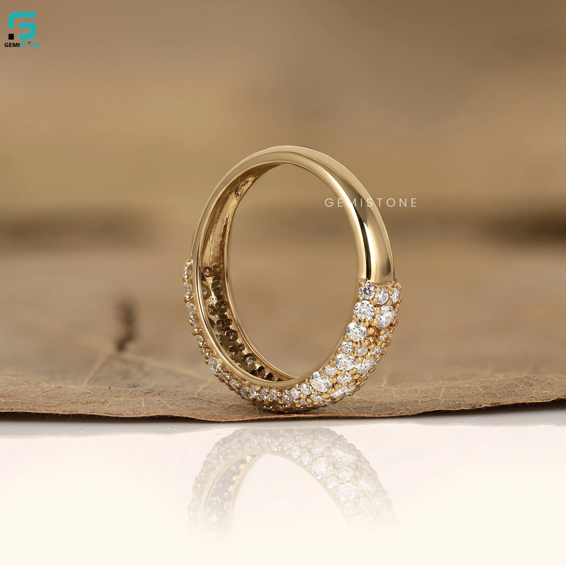 Round Lab Diamond Chunky Diamond Wedding Band For Women