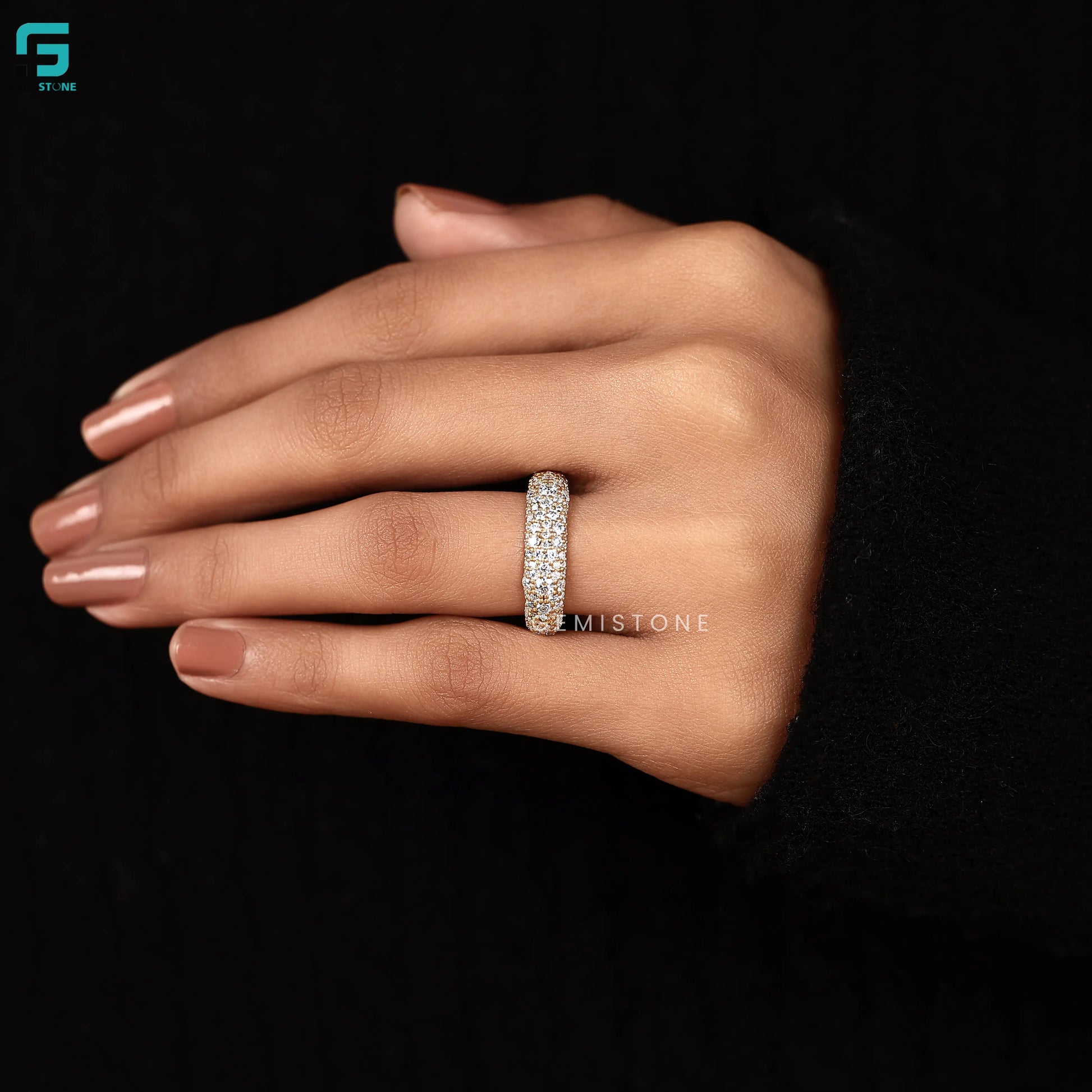 Round Lab Diamond Dome Wedding Band For Women