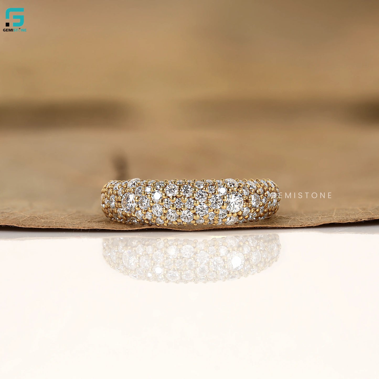 Round Lab Grown Diamond Chunky Diamond Wedding Band For Women