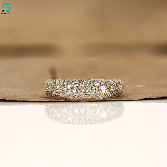 Round Lab Grown Diamond Chunky Diamond Wedding Band For Women