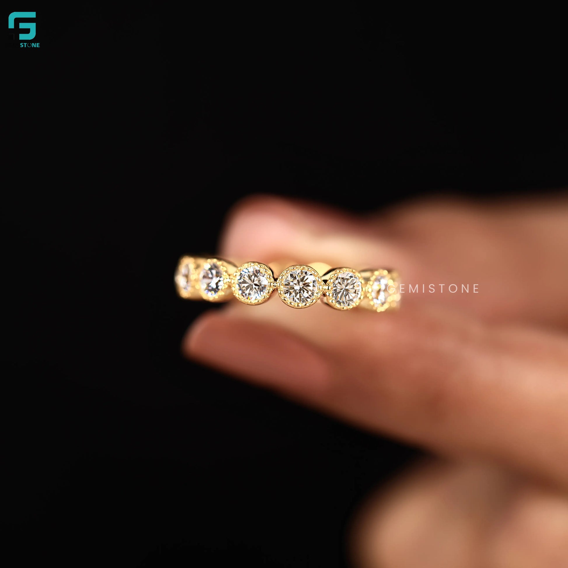 Round Milgrain Lab Diamond Eternity Wedding Band For Women
