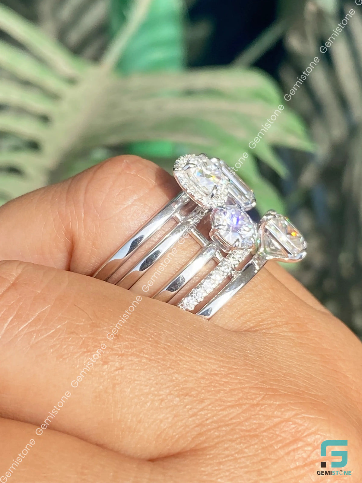 Round Multi Shape Moissanite Diamond Wedding Ring