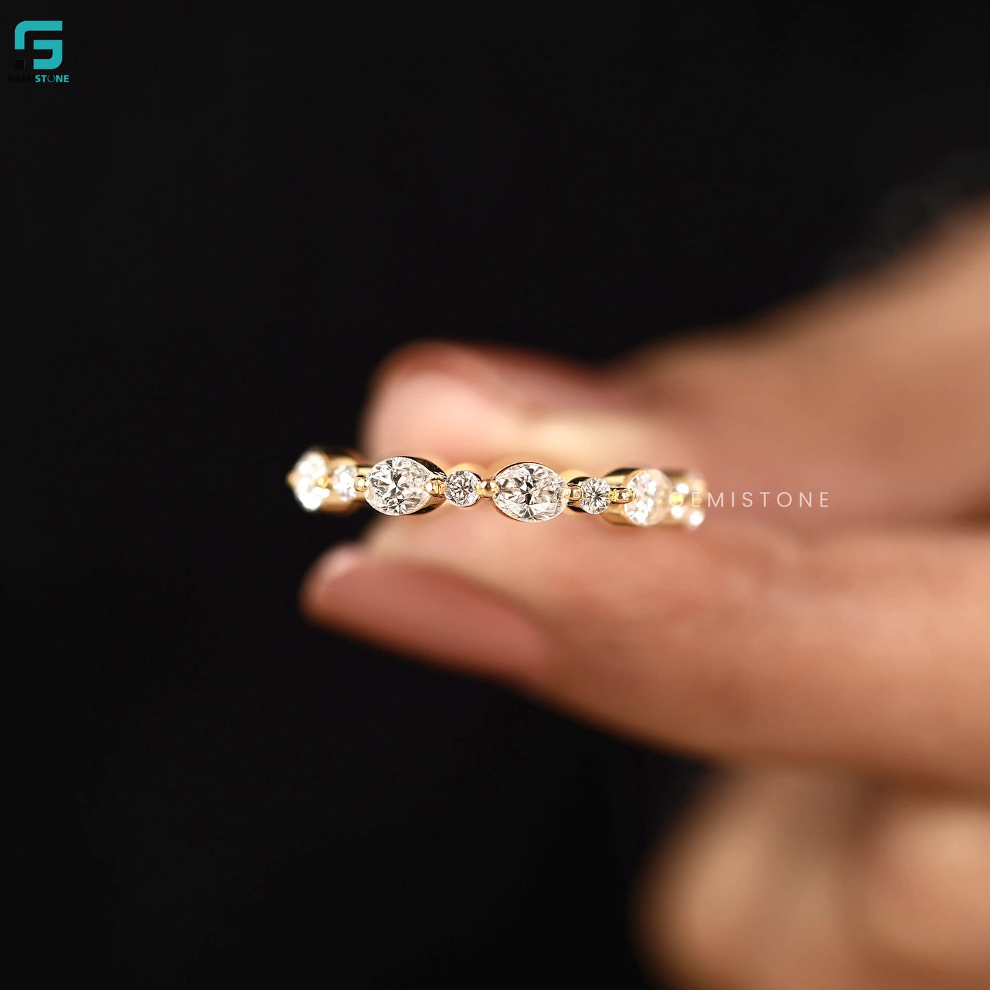 Round Wedding East West Oval Lab Grown Diamond Ring For Women