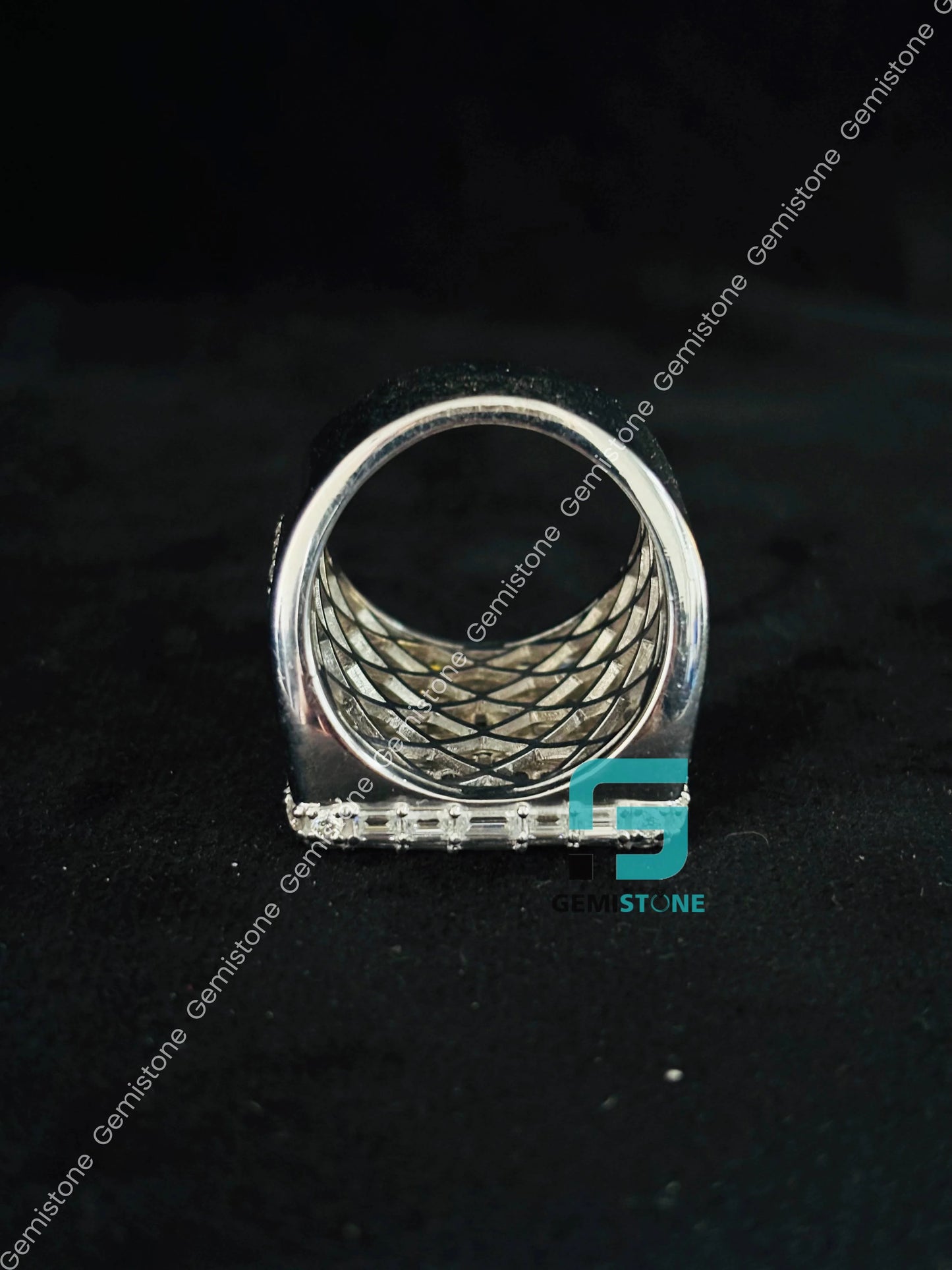 Round_ Baguette Moissanite Ring For Men