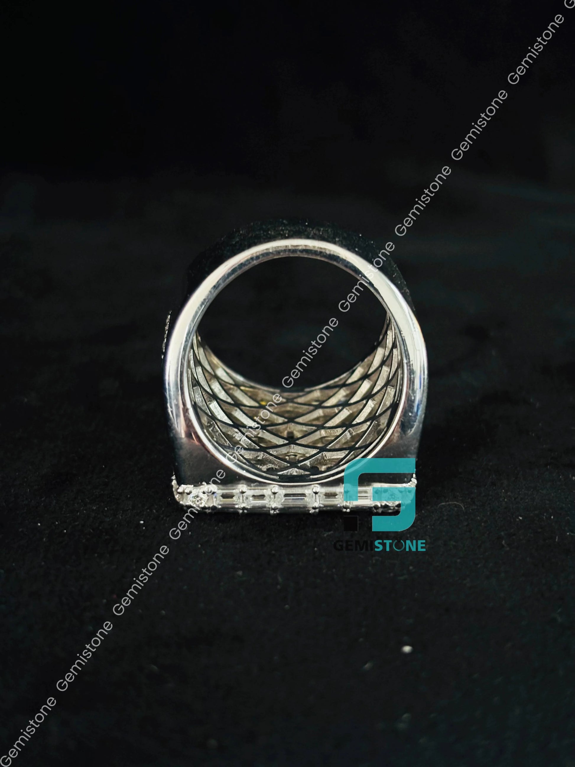 Round_ Baguette Moissanite Ring For Men