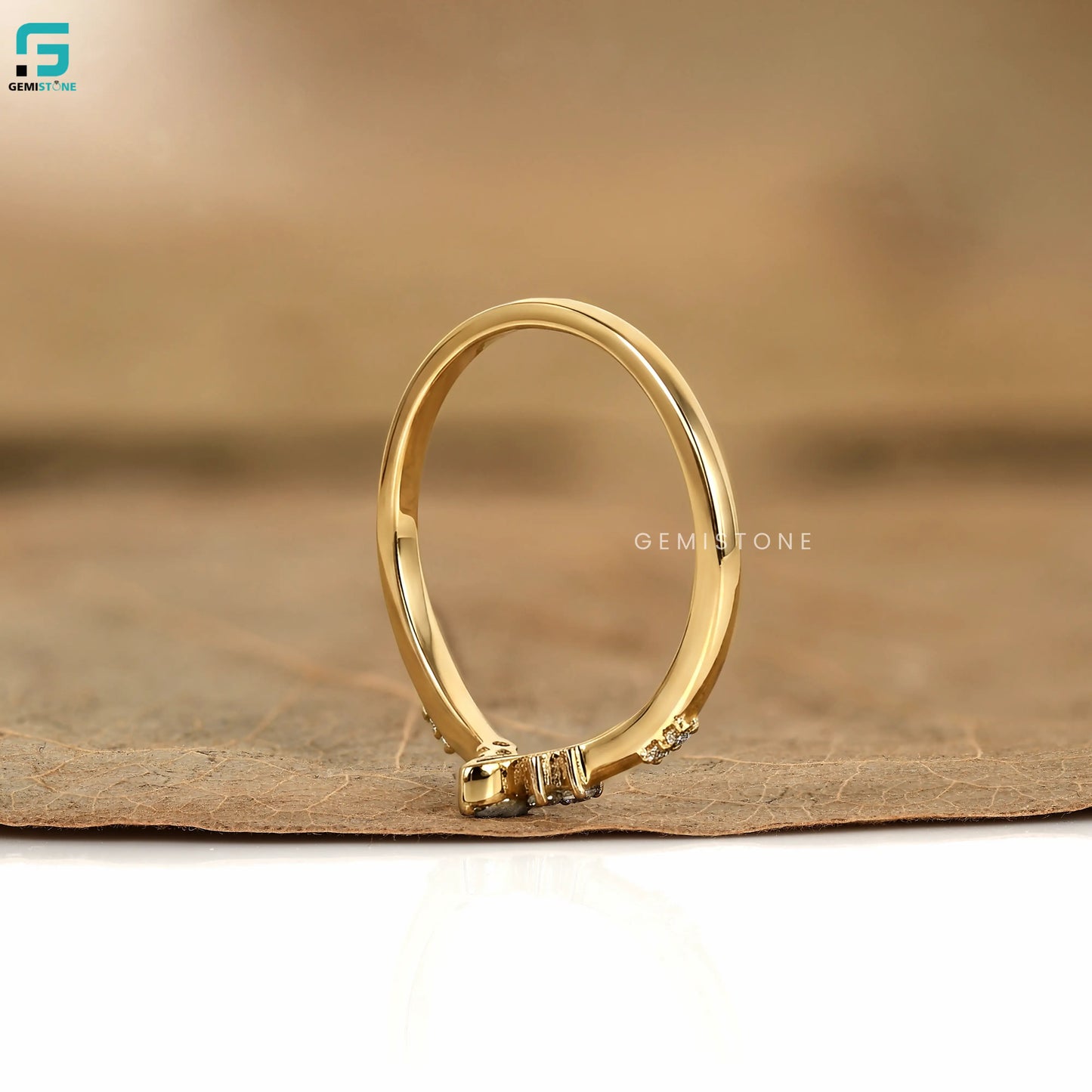 Round and Marquise Lab Grown Diamond Curved Wedding Band For Women