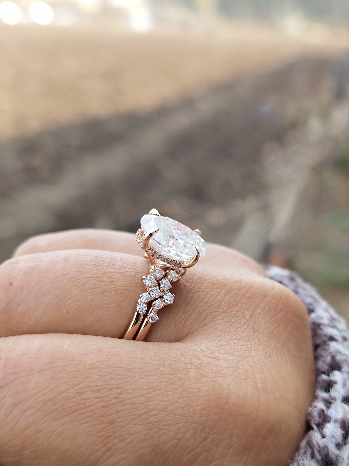 4.5 CT Oval Cut Moissanite Wedding Bridal Ring Set For Her