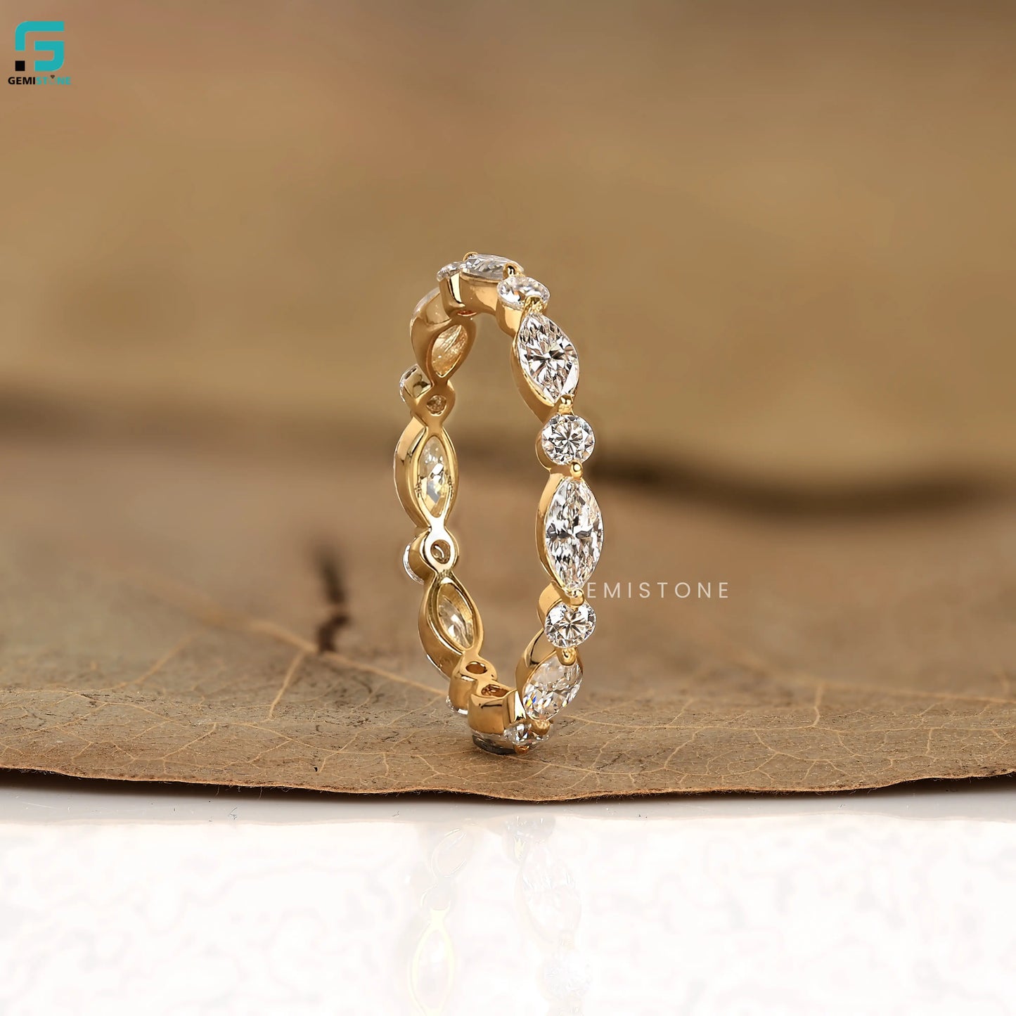 Marquise & Round Cut Shared Prong Lab Diamond Band