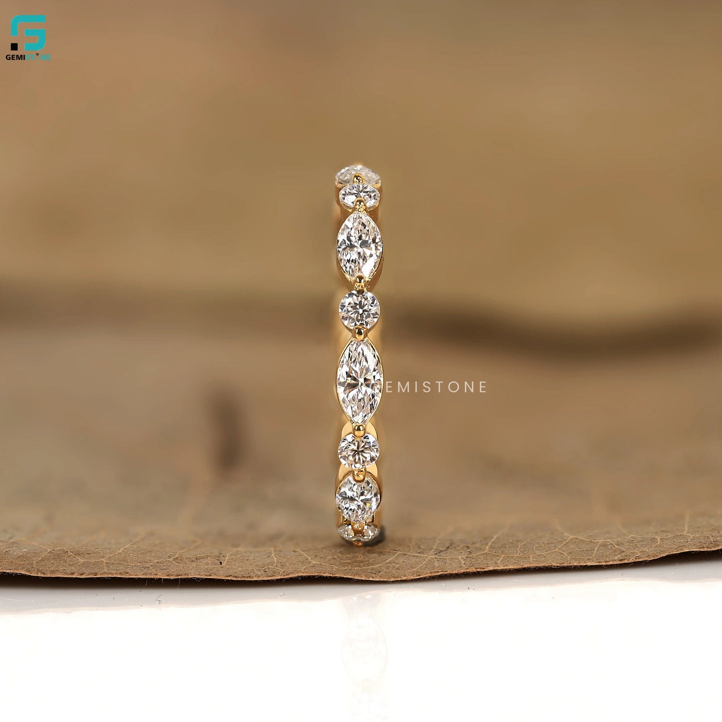 Marquise & Round Cut Shared Prong Lab Diamond Band