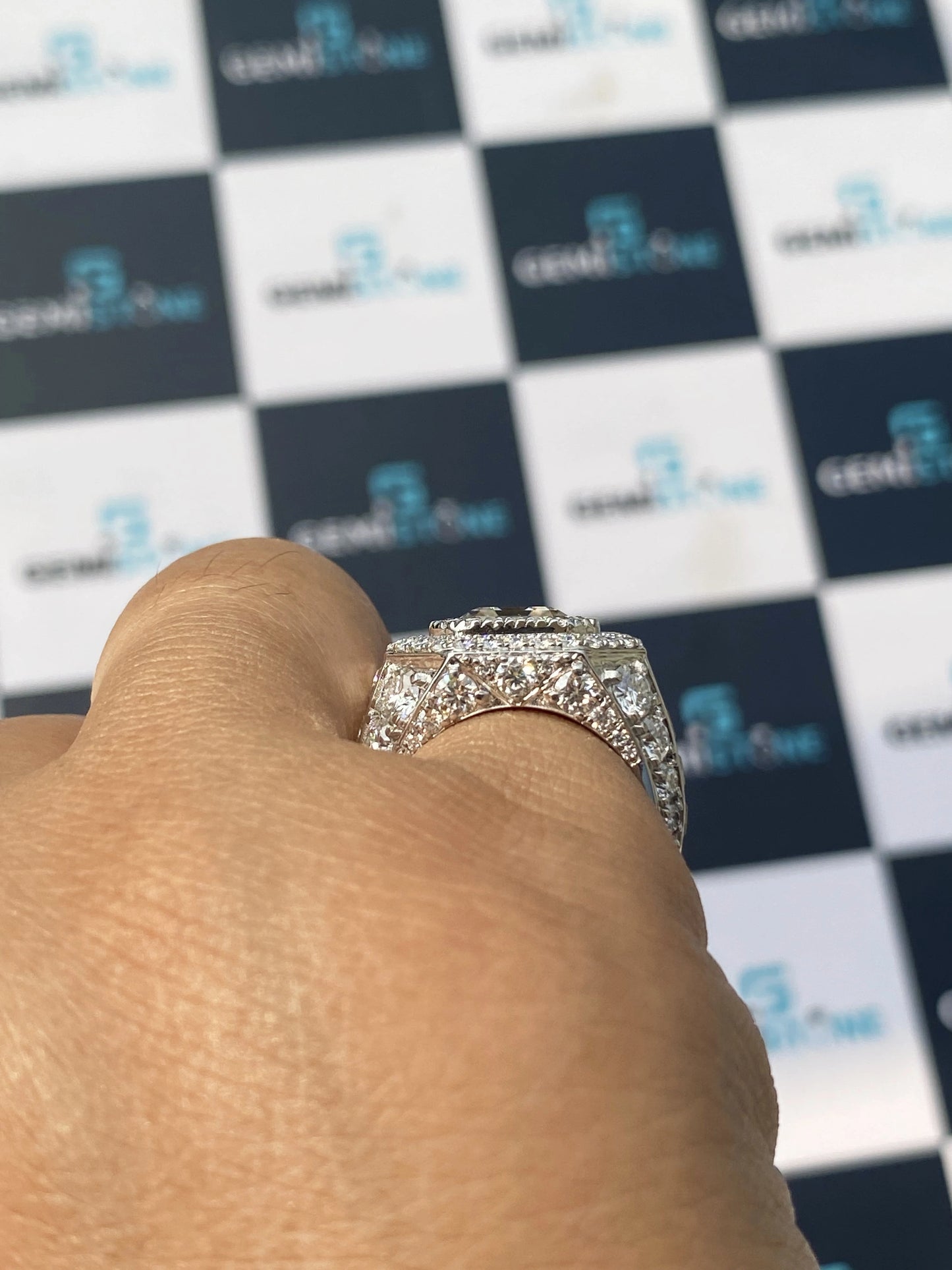 Side Stone Round And Baguette Cut Moissanite Ring