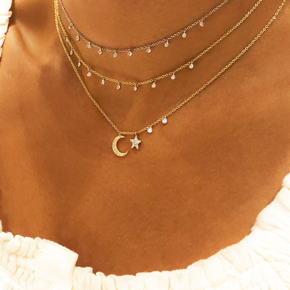 Signature Diamond Necklace With 10 Bezel Diamonds