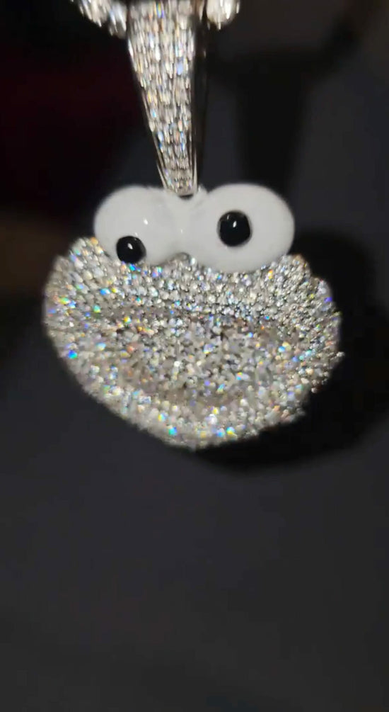 Custom VVS Moissanite Handmade Cookie Monster Pendant For Men